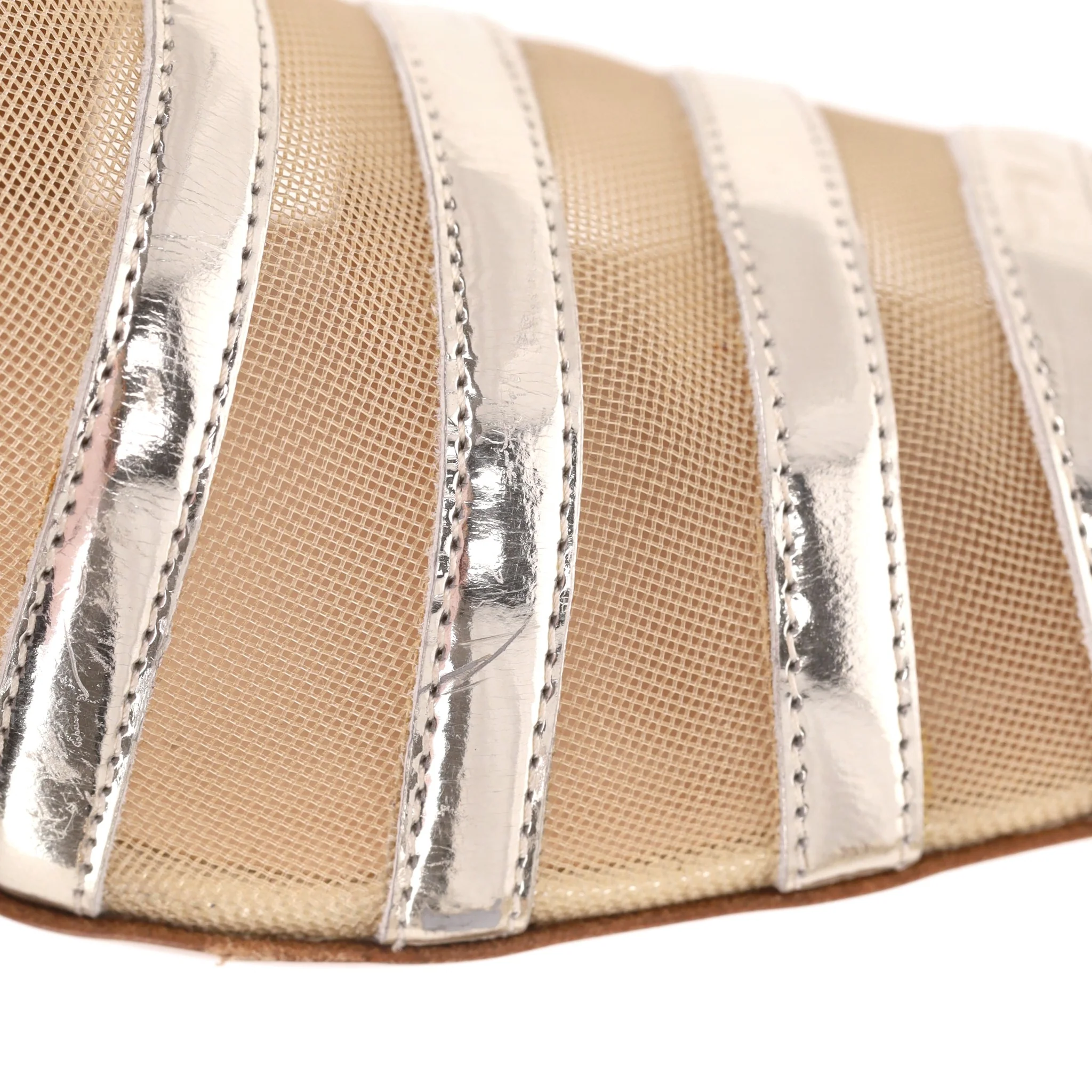 Emporio Armani Metallic Leather Striped Loafers. Size 36 - Image 9