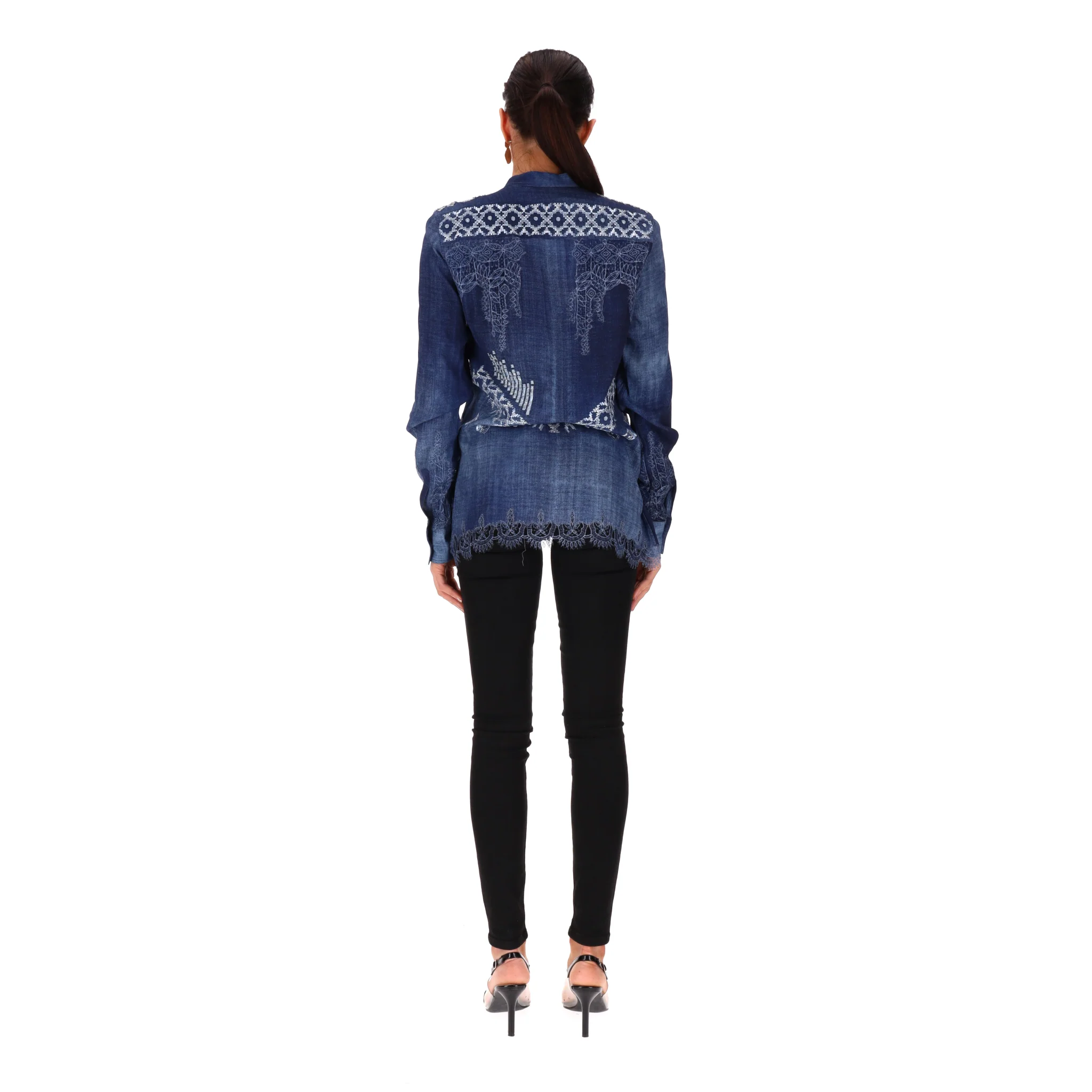 Ermanno Scervino Lace Embellished Shirt. Size 44IT - Image 4