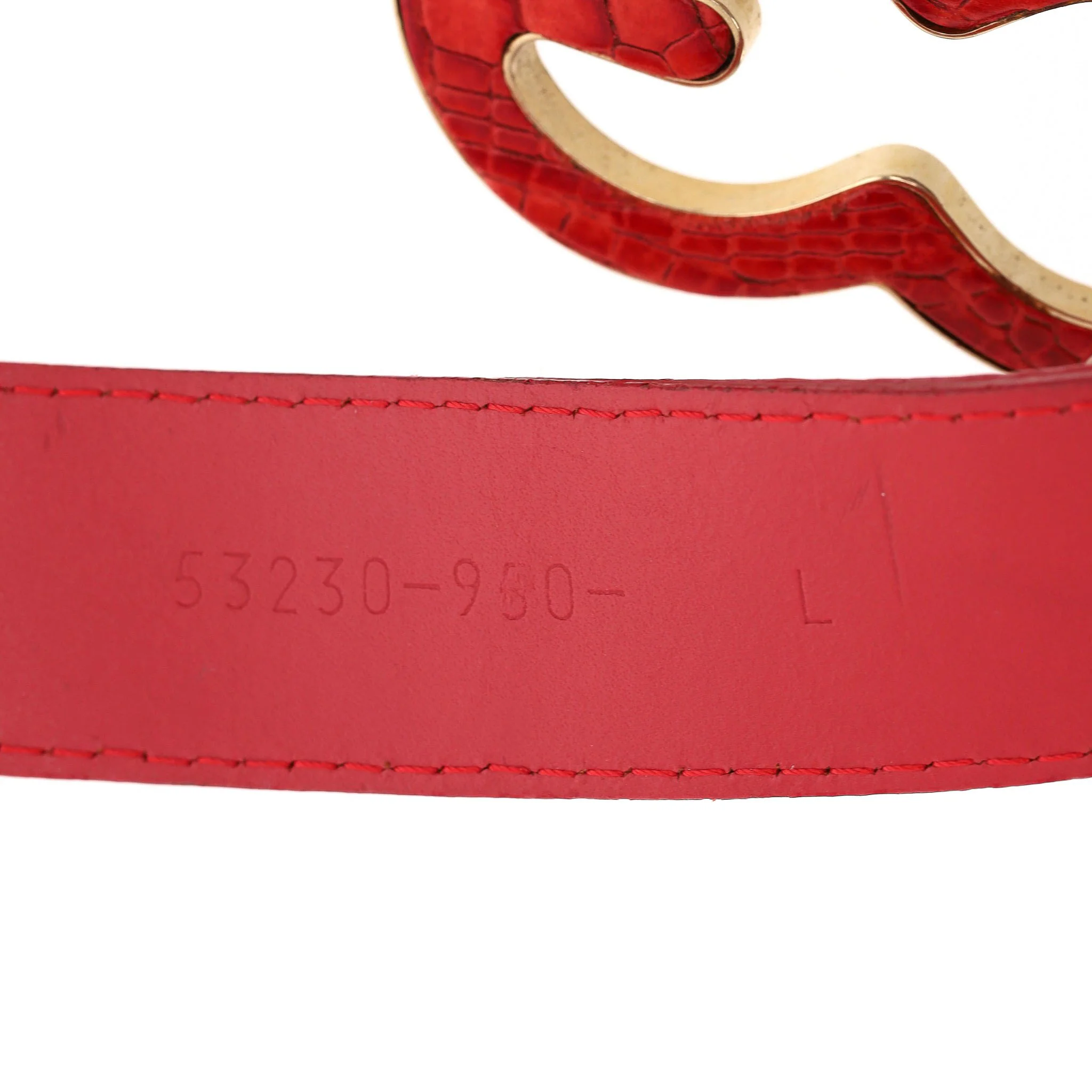 Escada Croc Embossed Leather Triple-Buckle Belt - Image 4