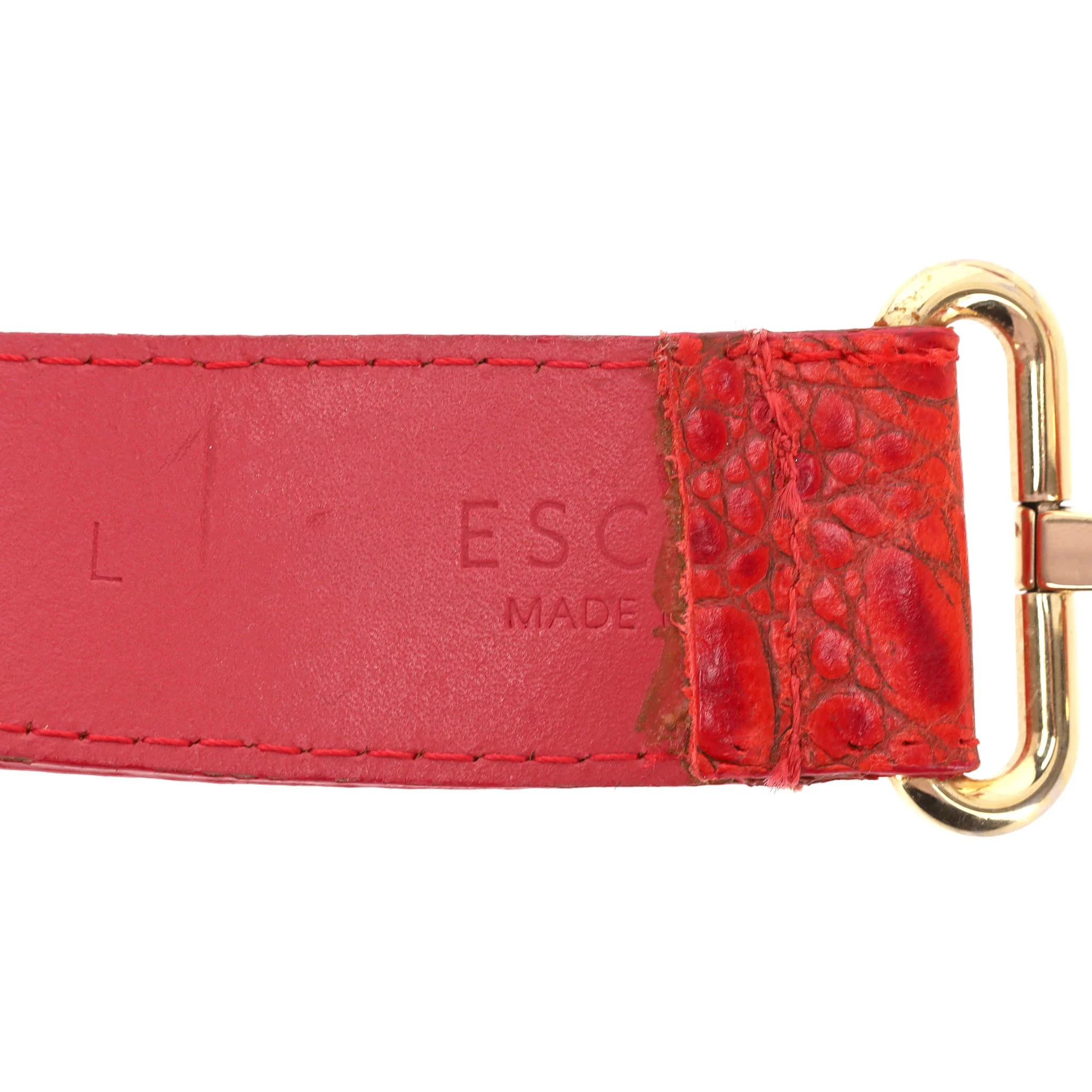 Escada Croc Embossed Leather Triple-Buckle Belt - Image 5