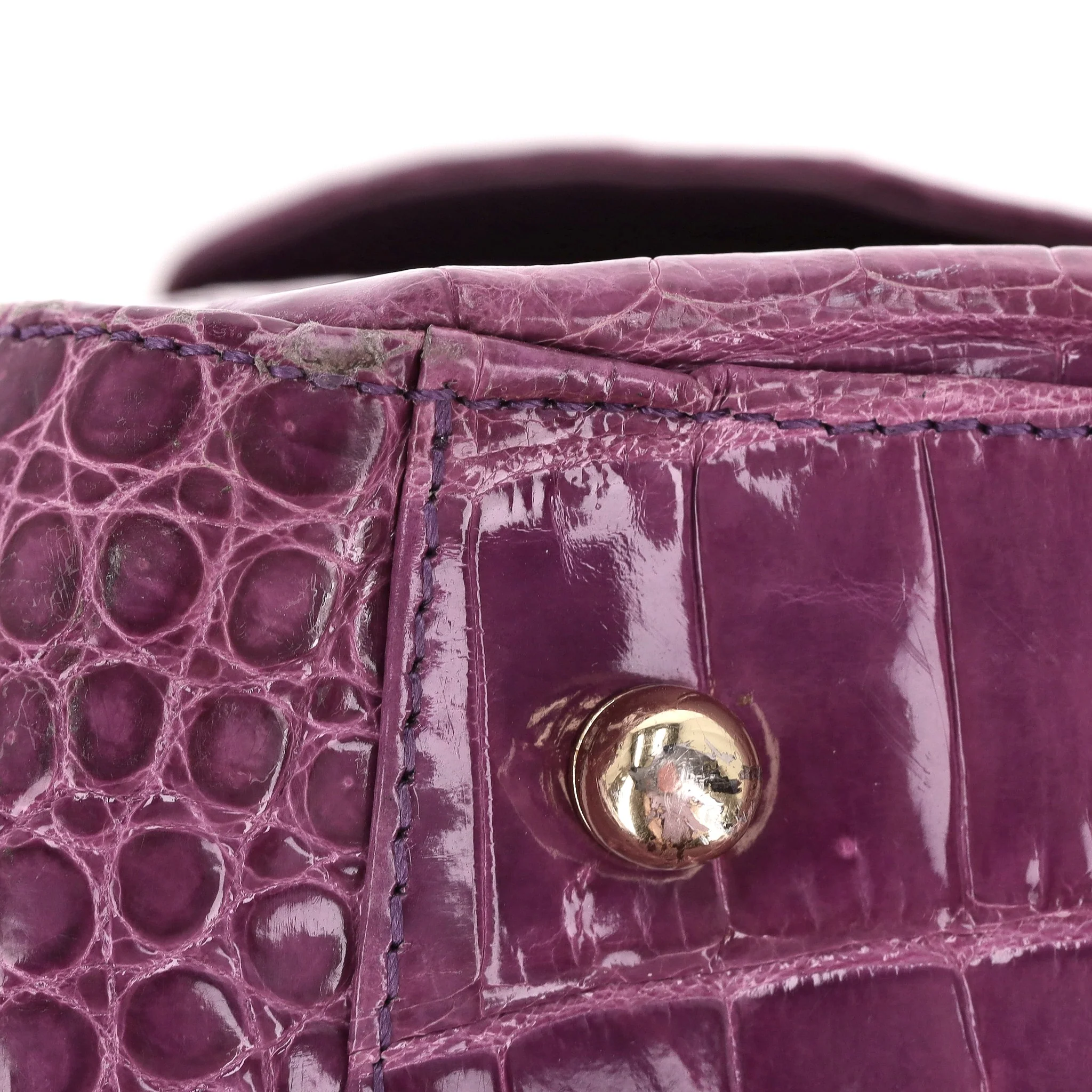 Ethan K Crocodile Skin Bowler Bag - Image 11