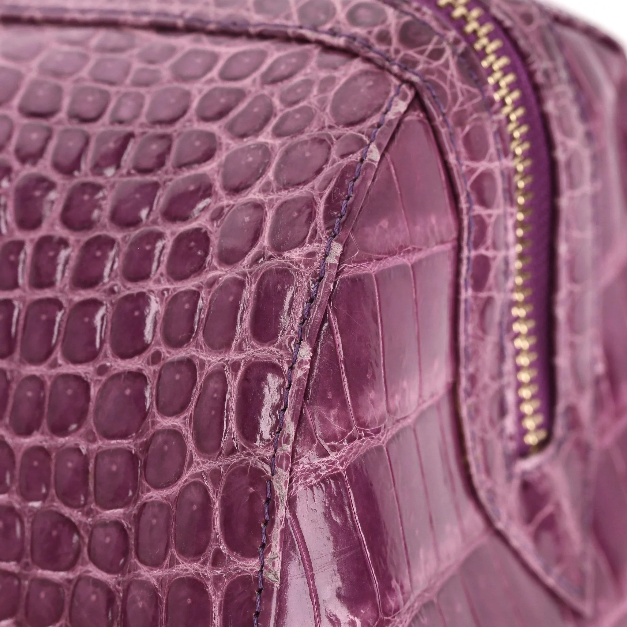 Ethan K Crocodile Skin Bowler Bag - Image 13