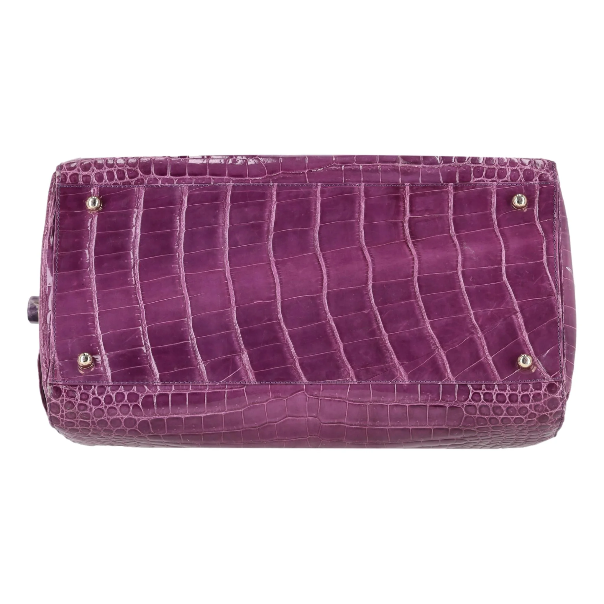 Ethan K Crocodile Skin Bowler Bag - Image 6