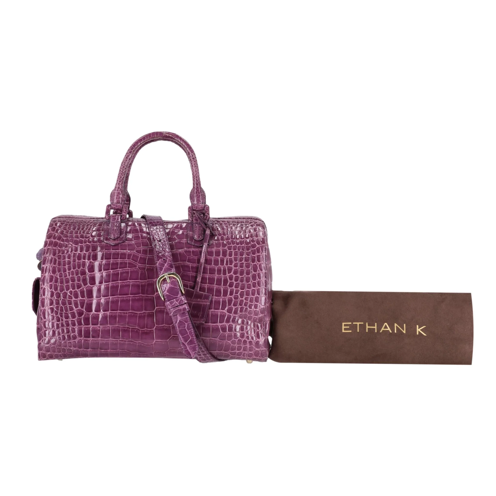 Ethan K Crocodile Skin Bowler Bag - Image 7