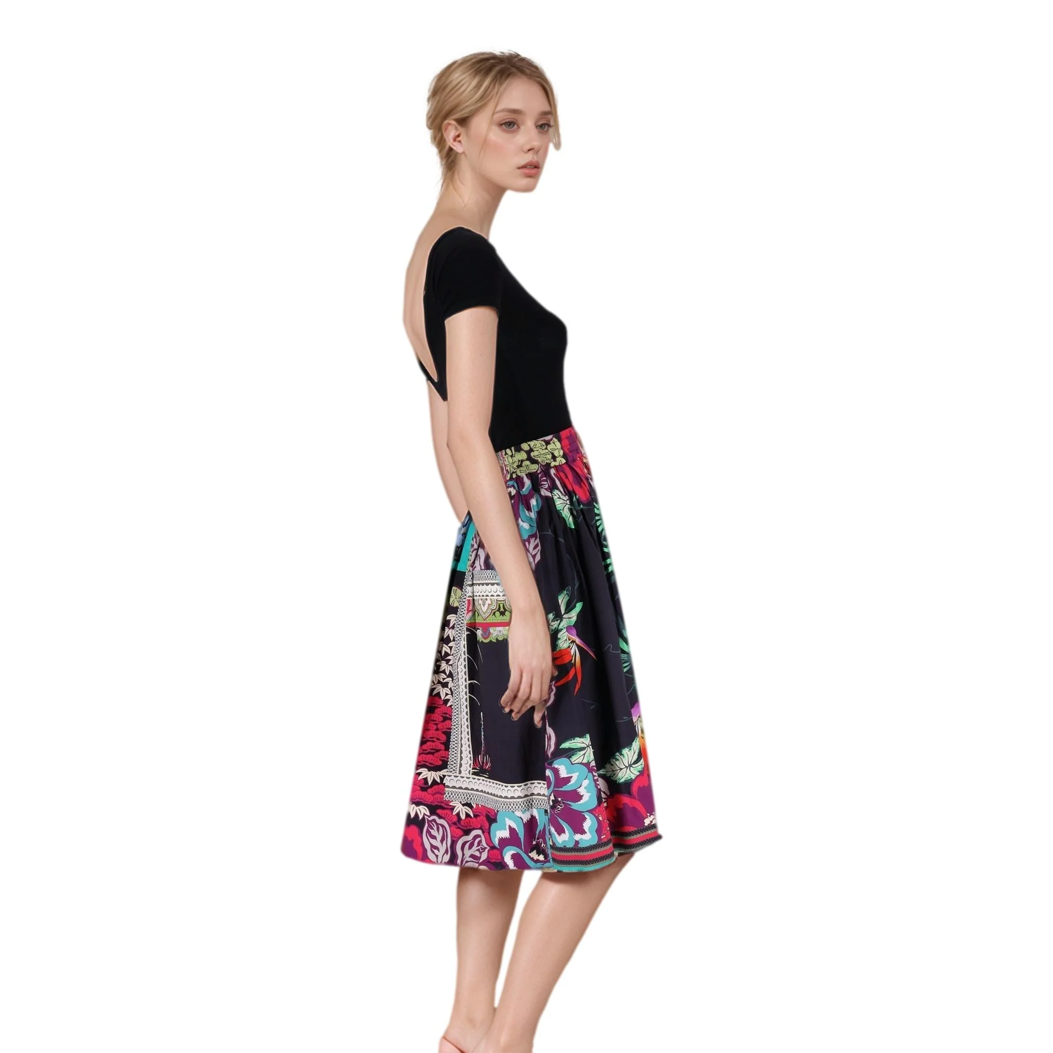 Etro Topical Floral Print Cotton Skirt. Size 38IT - Image 4