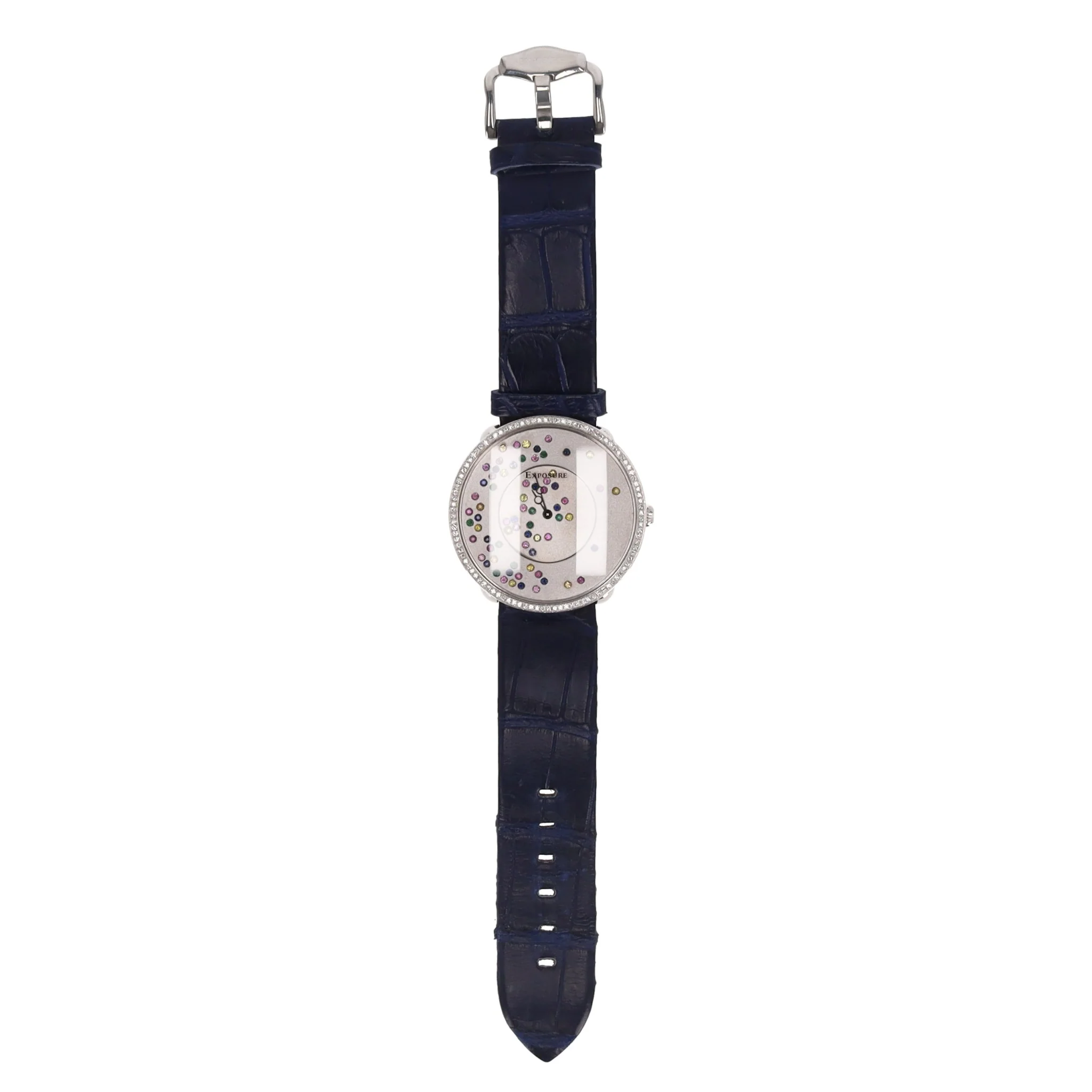 Exposure Swiss Diamond & Jewel Watch With Alligator Skin Strap - Image 4