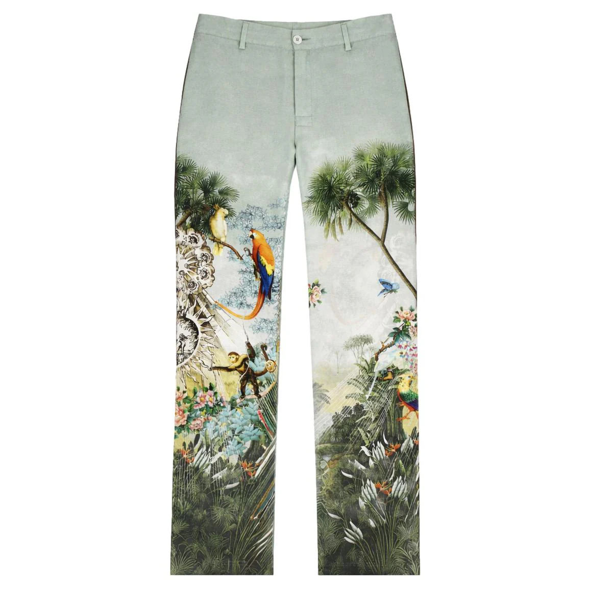 F.R.S. For Restless Sleepers Jungle Print Silk Trousers. Size XS