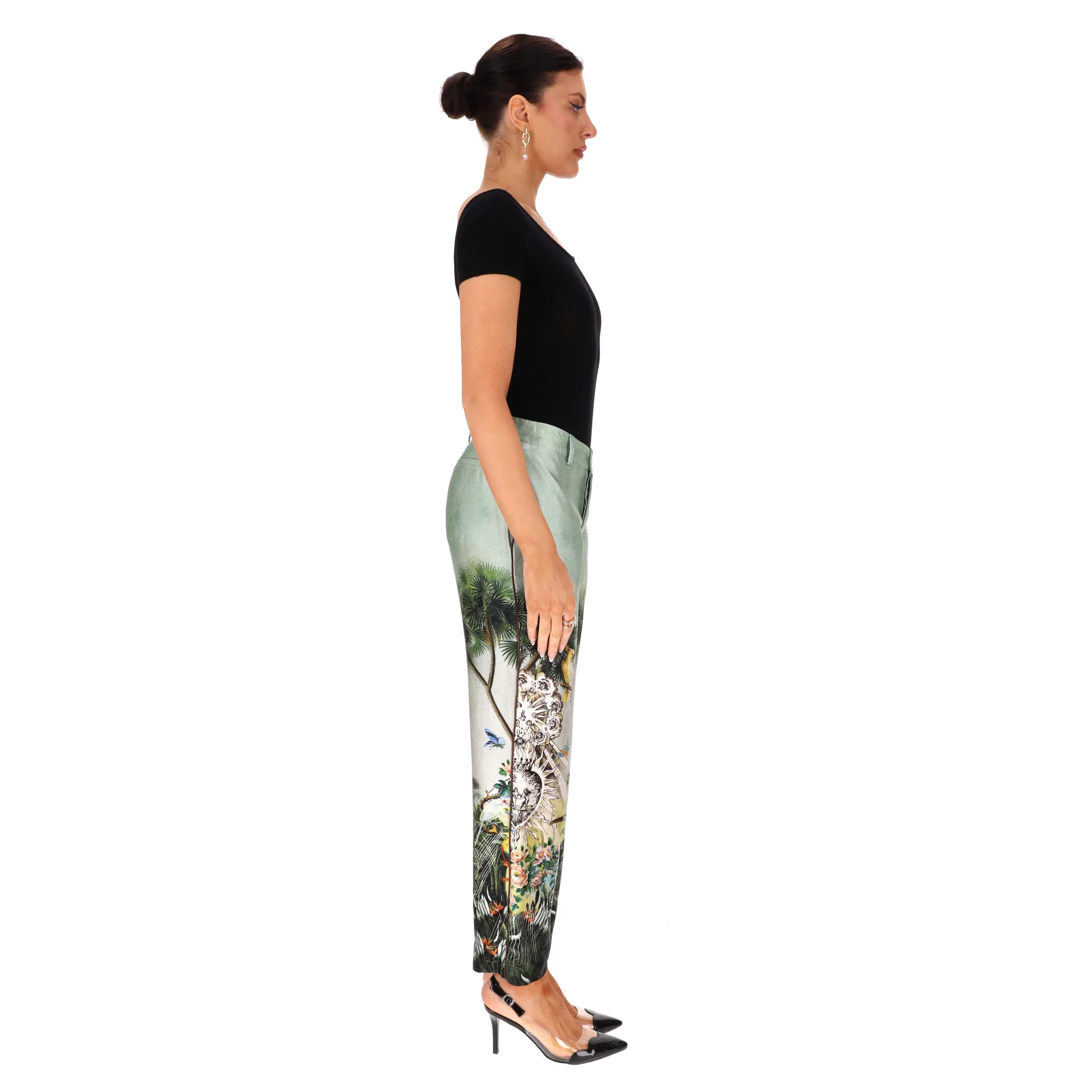 F.R.S. For Restless Sleepers Jungle Print Silk Trousers. Size XS - Image 3