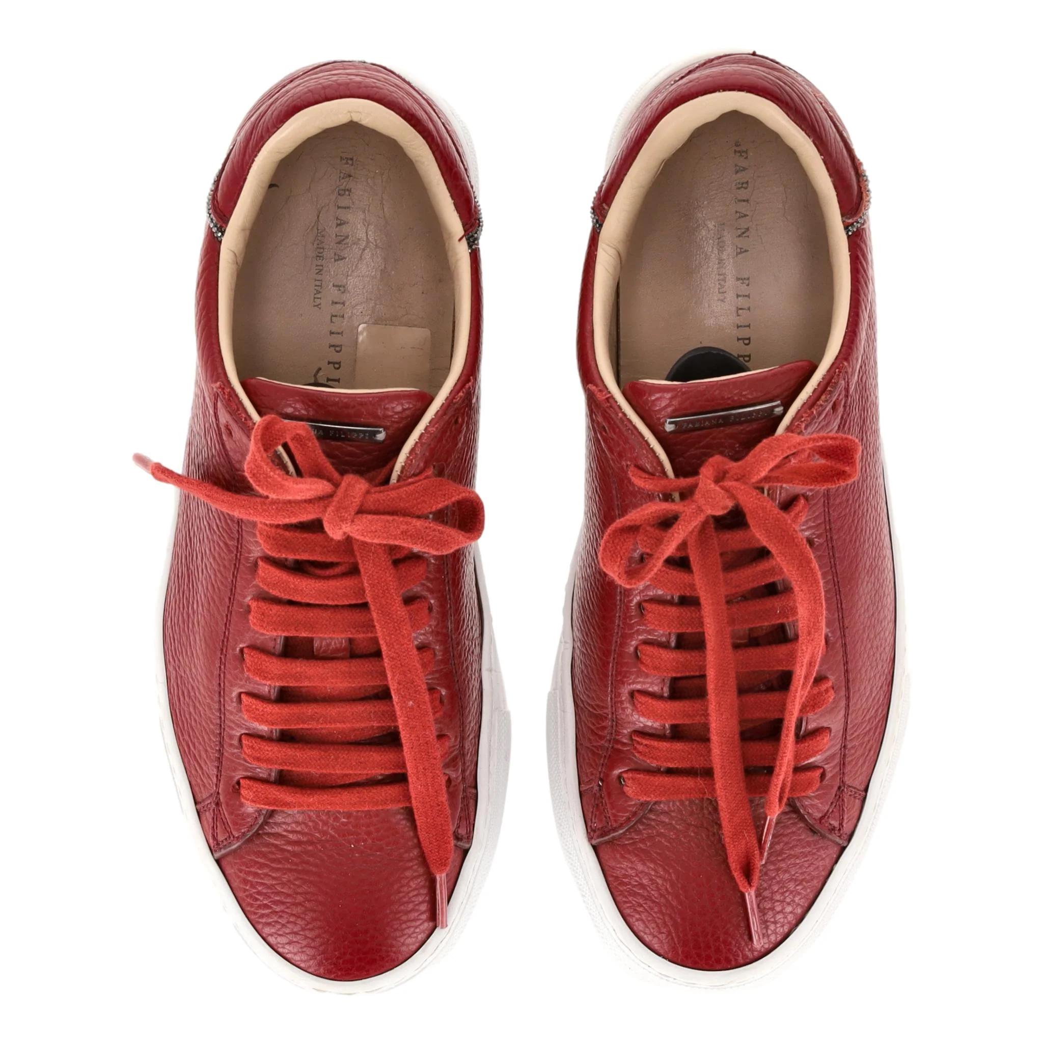 Fabiana Filippi Bead Detailed Leather Sneakers. Size 36