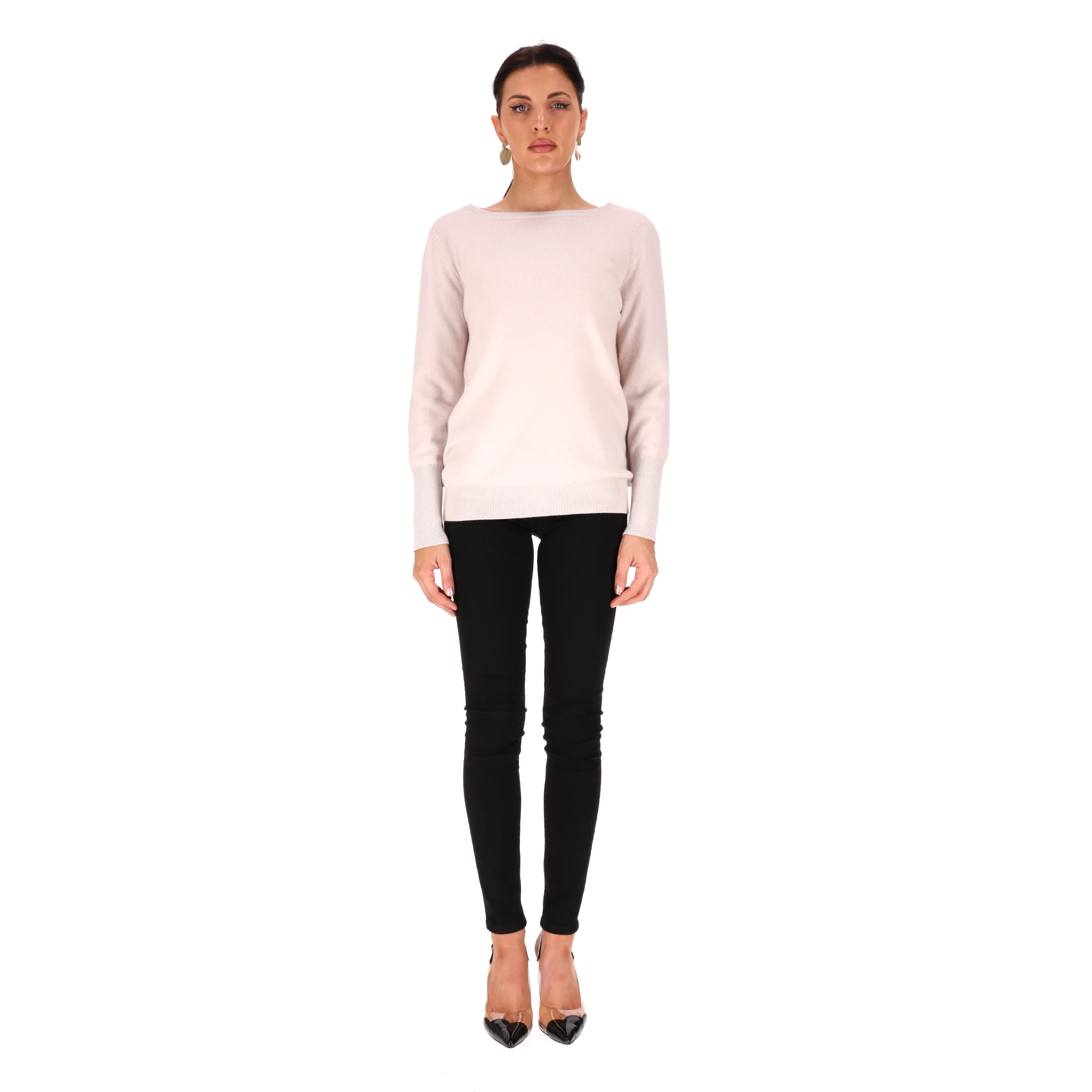 Fabiana Filippi Merino Wool, Silk & Cashmere Jumper With Leather Elbow Patches. Size 42IT - Image 2