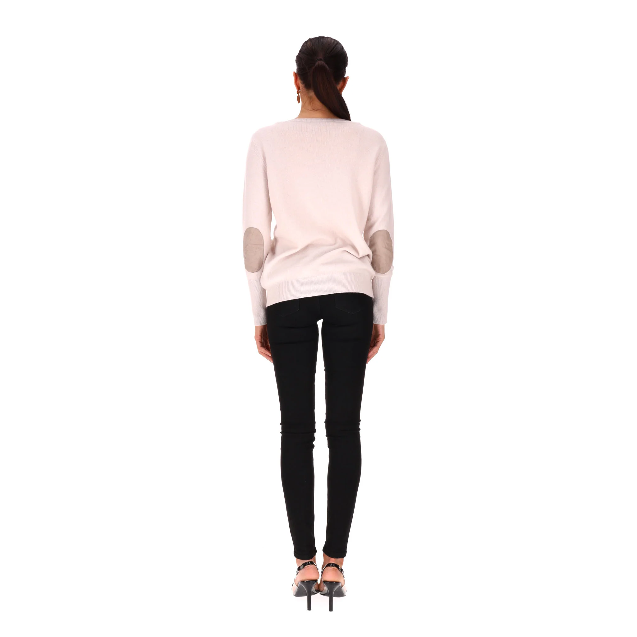 Fabiana Filippi Merino Wool, Silk & Cashmere Jumper With Leather Elbow Patches. Size 42IT - Image 4
