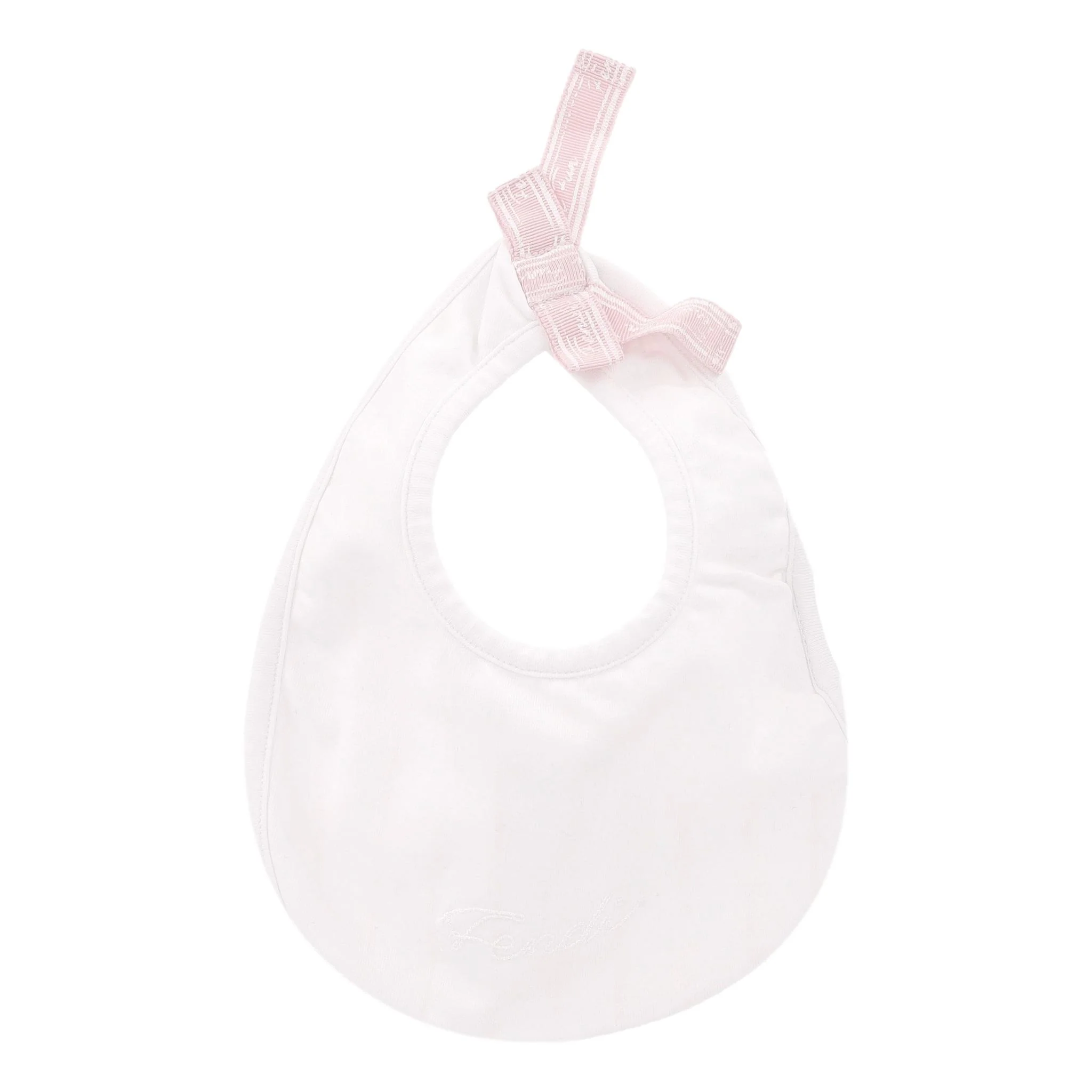 Fendi Baby Girl Cotton Bow Detail Bib - Image 3