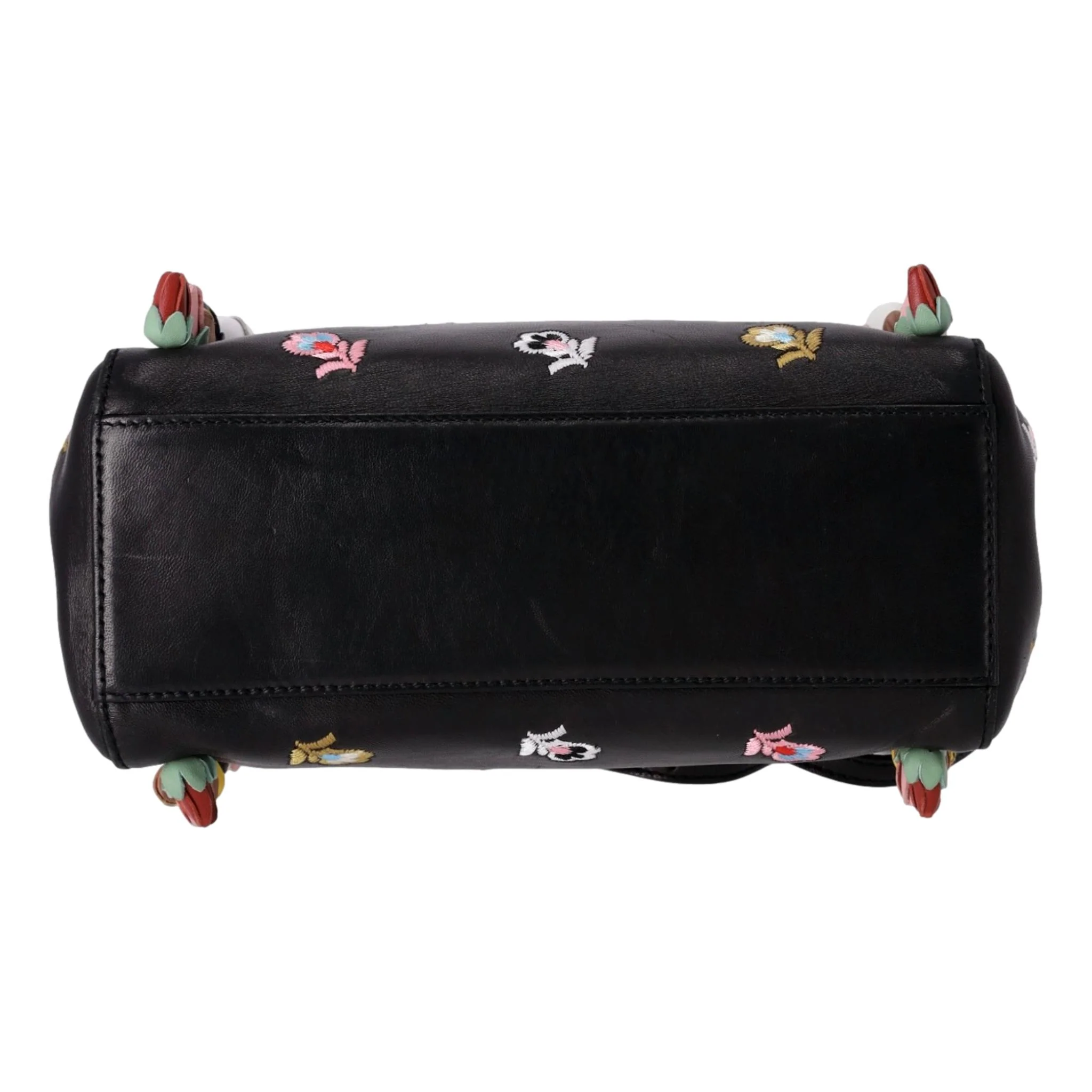Fendi Floral Embellished Peekaboo Leather Crossbody Bag - Image 5