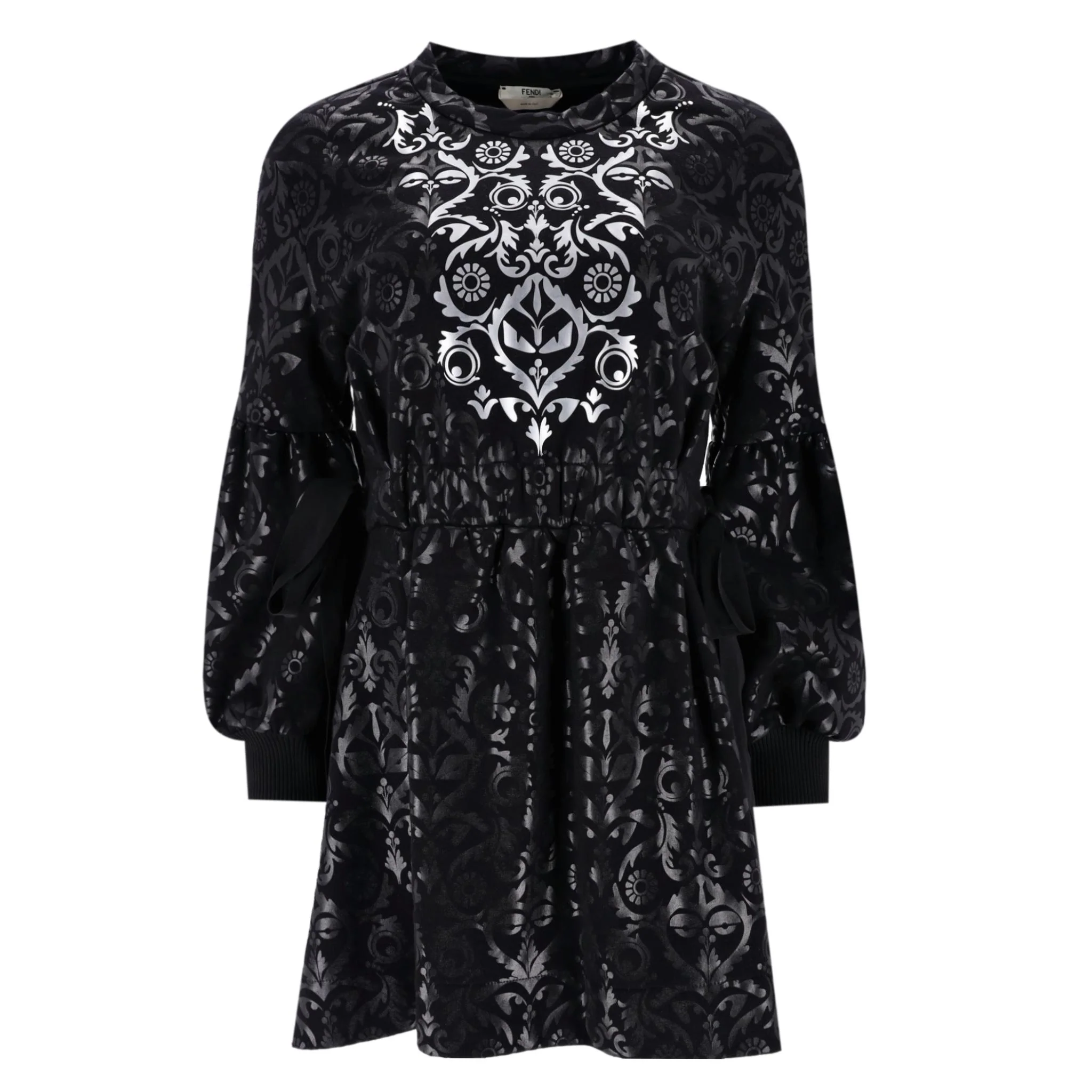 Fendi Gothic Print Embellished Dress. Size 38IT