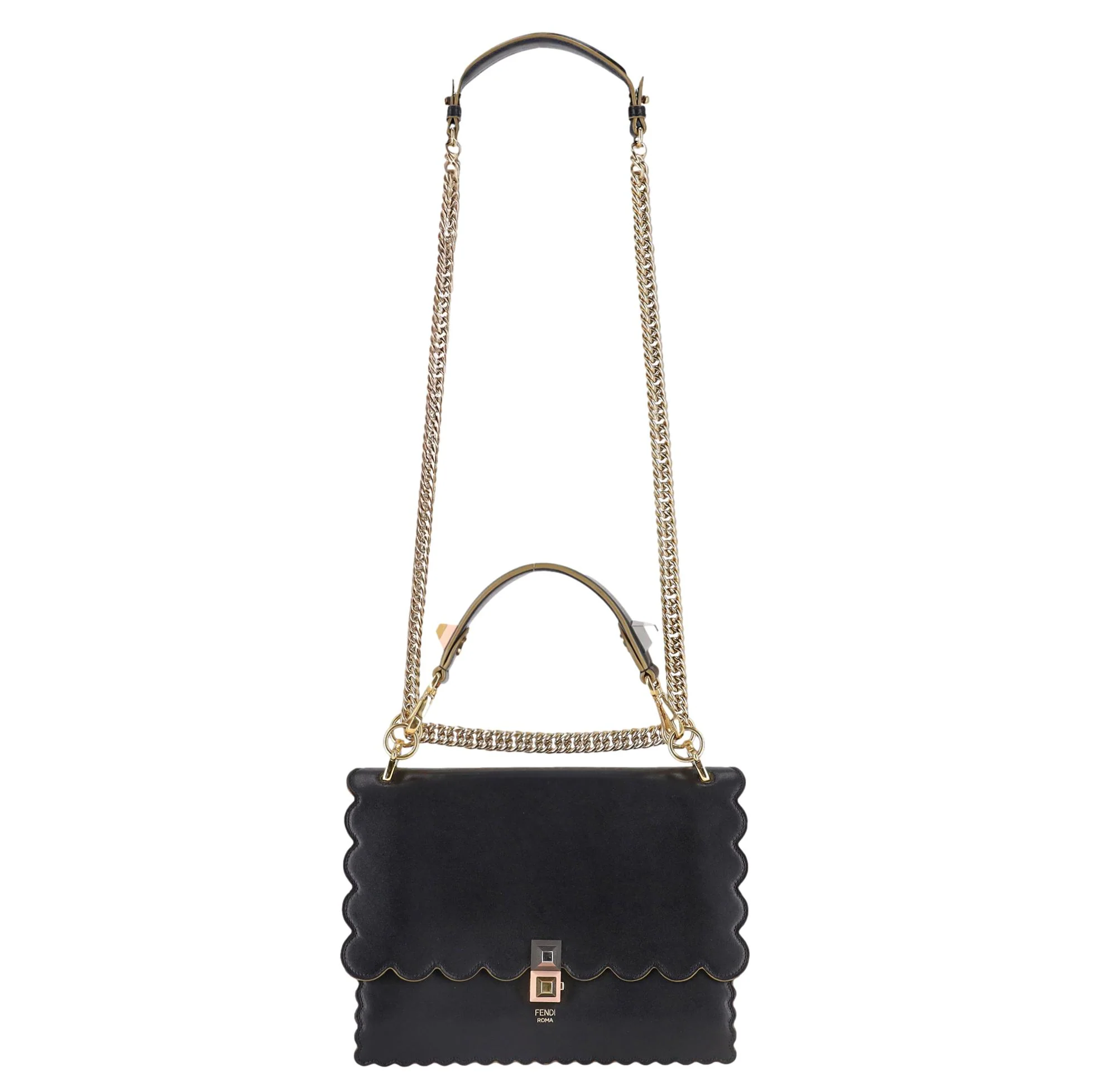 Fendi KAN I Scalloped Vitello Liberty Leather Studded Medium Shoulder Bag - Image 2
