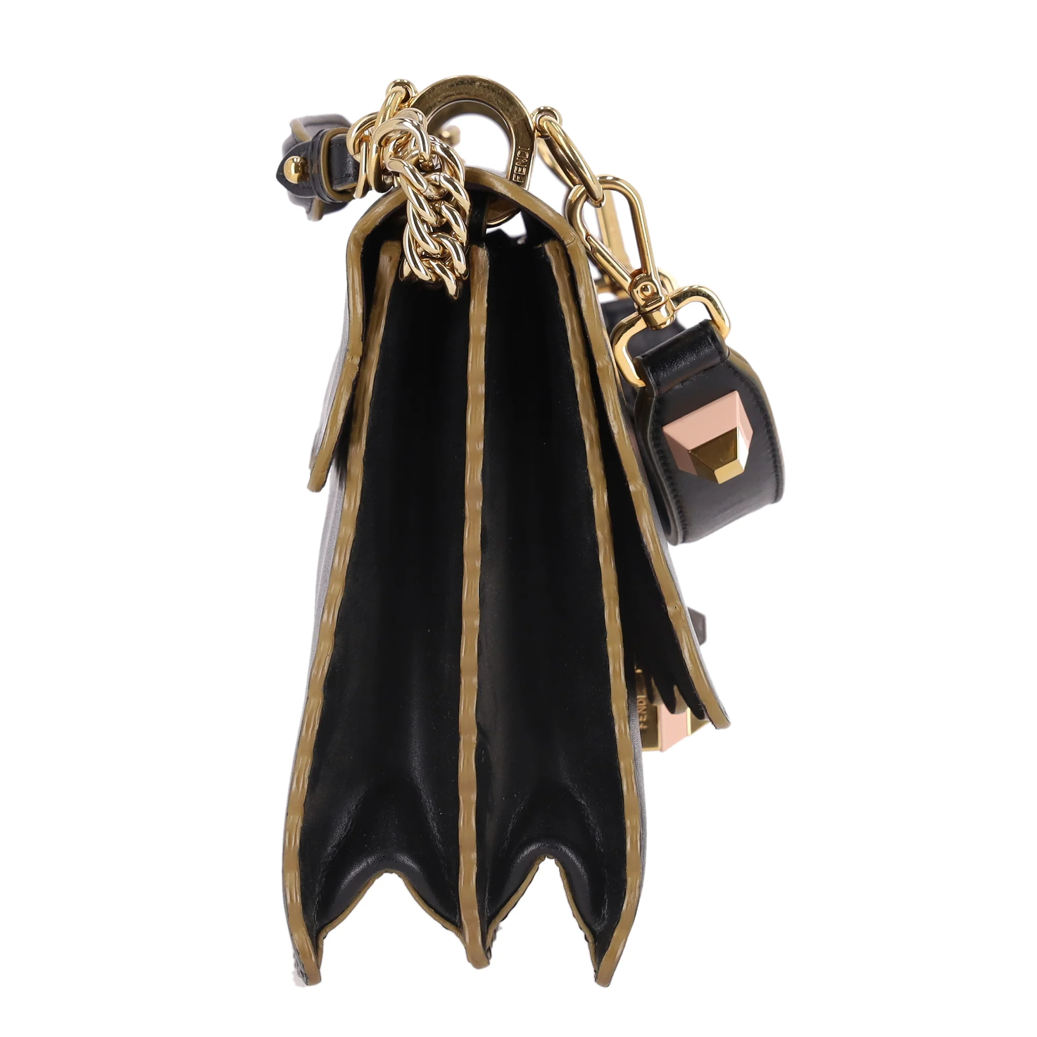 Fendi KAN I Scalloped Vitello Liberty Leather Studded Medium Shoulder Bag - Image 3