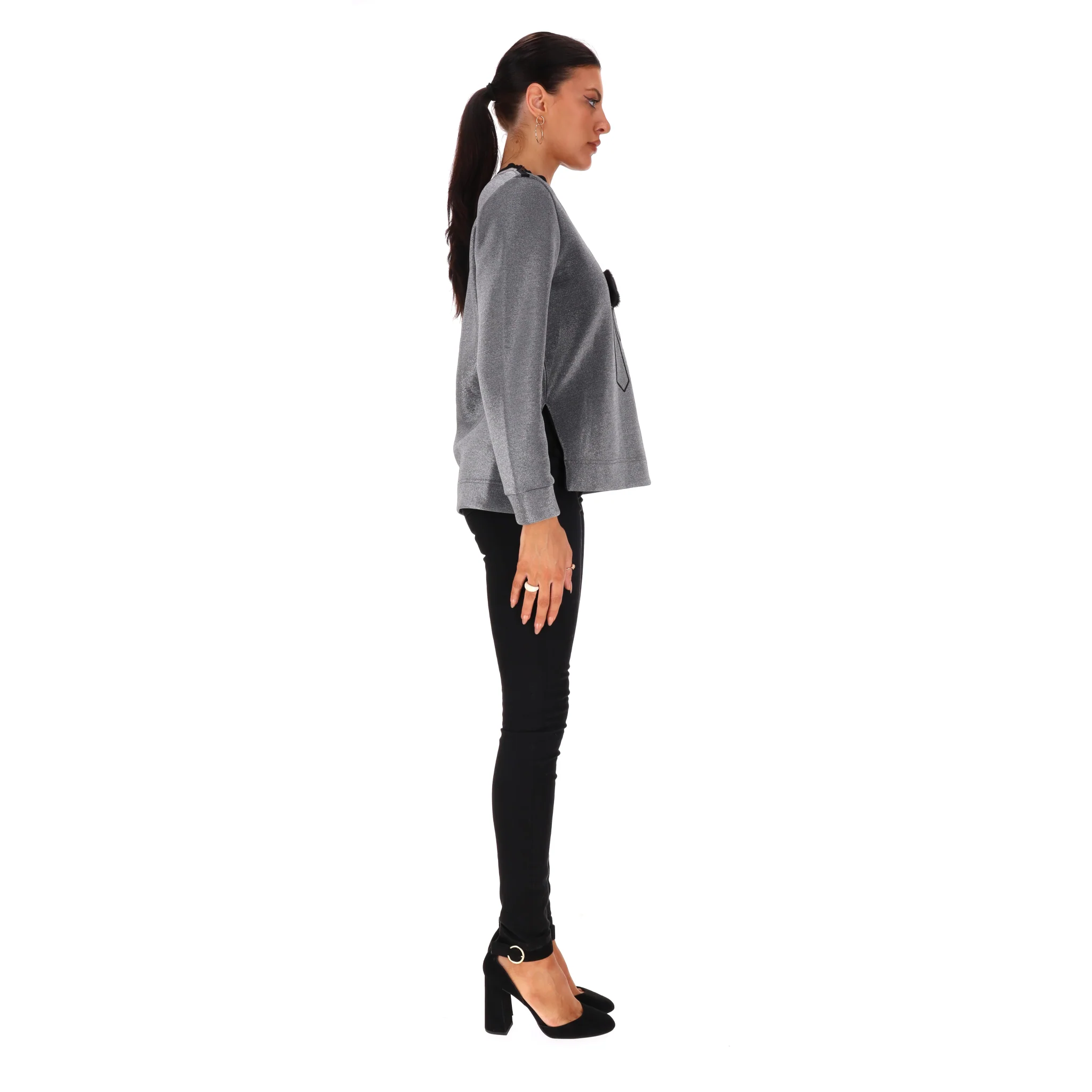 Fendi Karl Lagerfeld Embroidered Laminated Sweatshirt. Size 40IT - Image 3