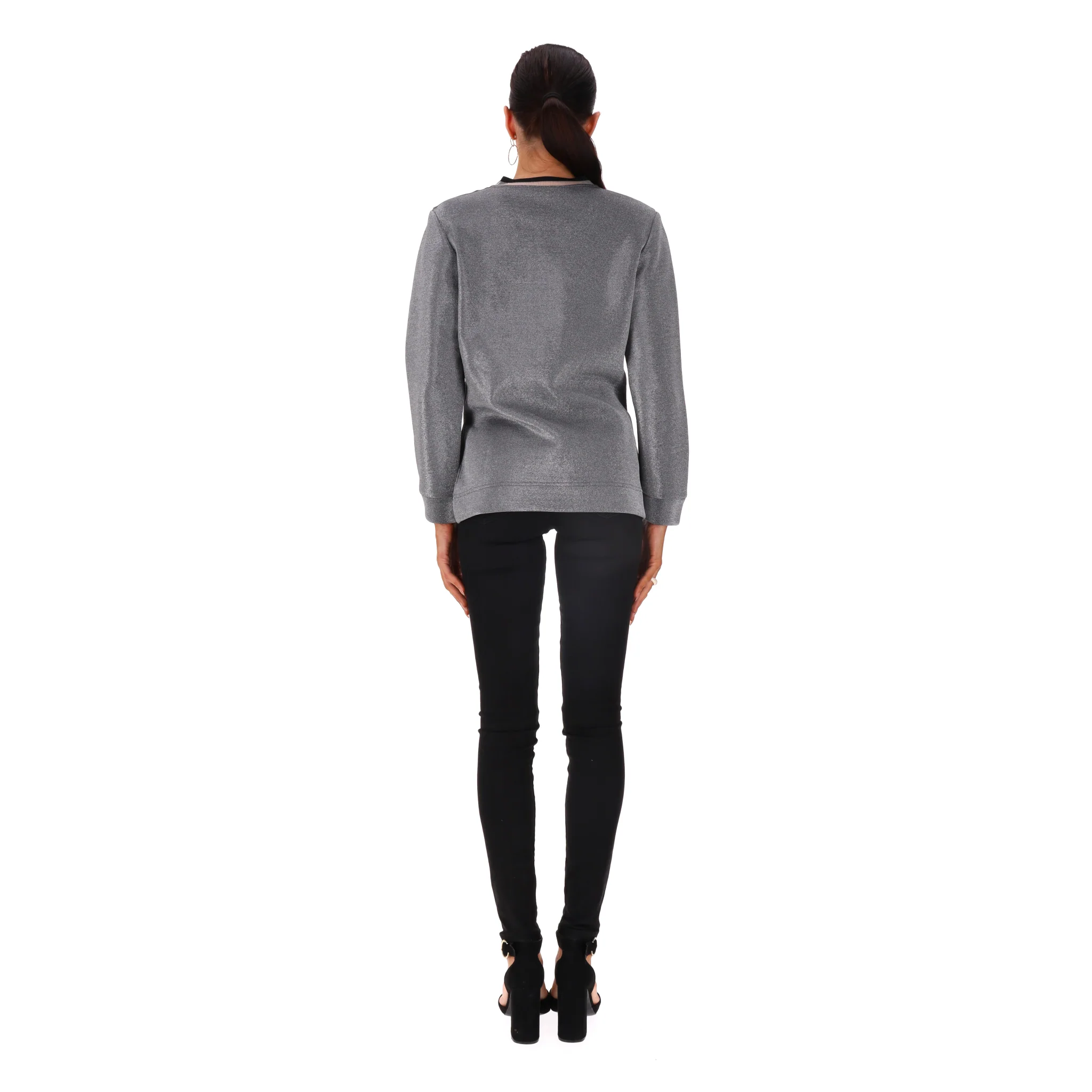 Fendi Karl Lagerfeld Embroidered Laminated Sweatshirt. Size 40IT - Image 4