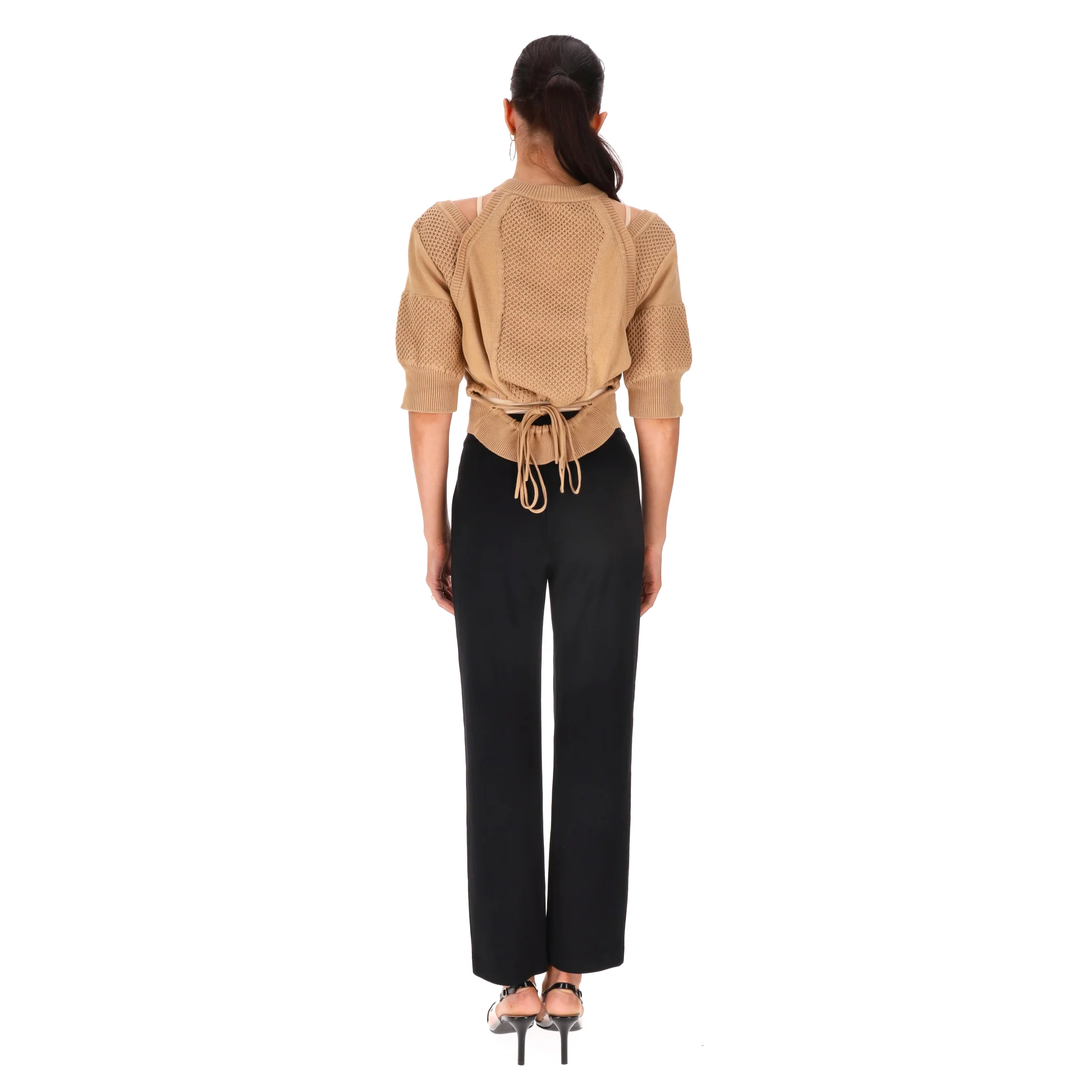 Fendi Knitted Cut-Out Detail Cotton Top. Size 44IT - Image 4