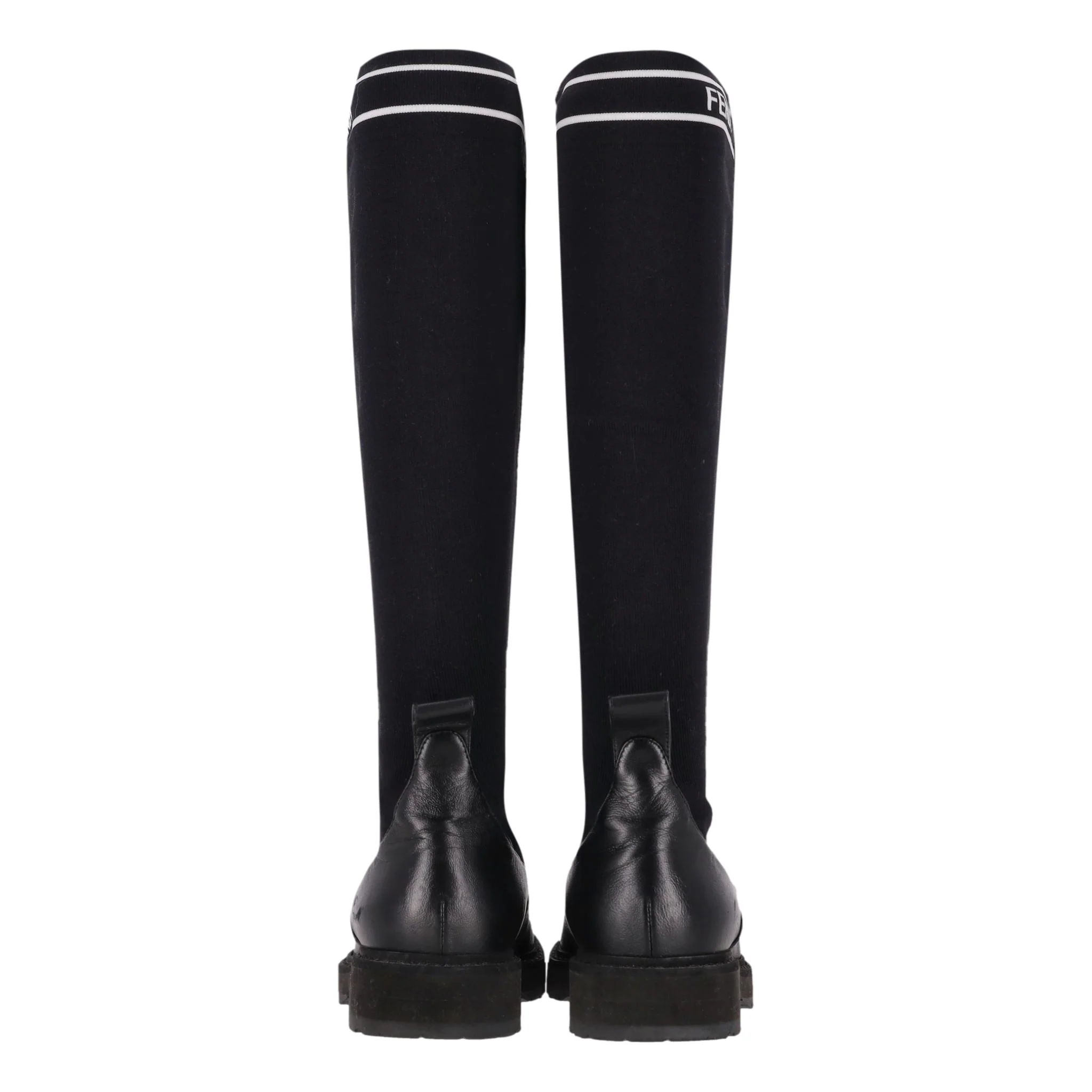 Fendi Logo Leather Knee Sock Boots. Size 36.5 - Image 5