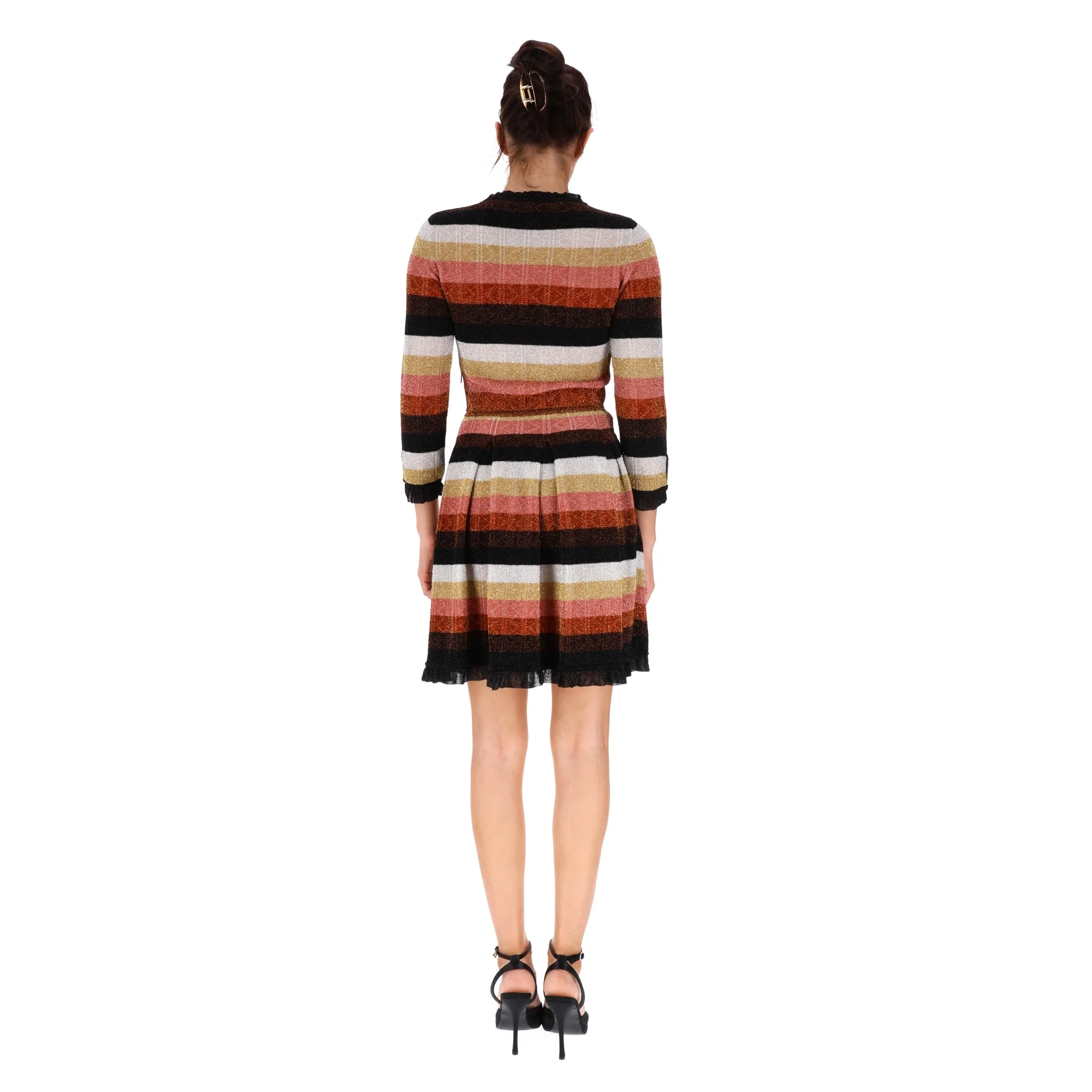 Fendi Metallic Knitted Dress With Mink Fur & Pearl Floral Adornment. Size 38IT - Image 4
