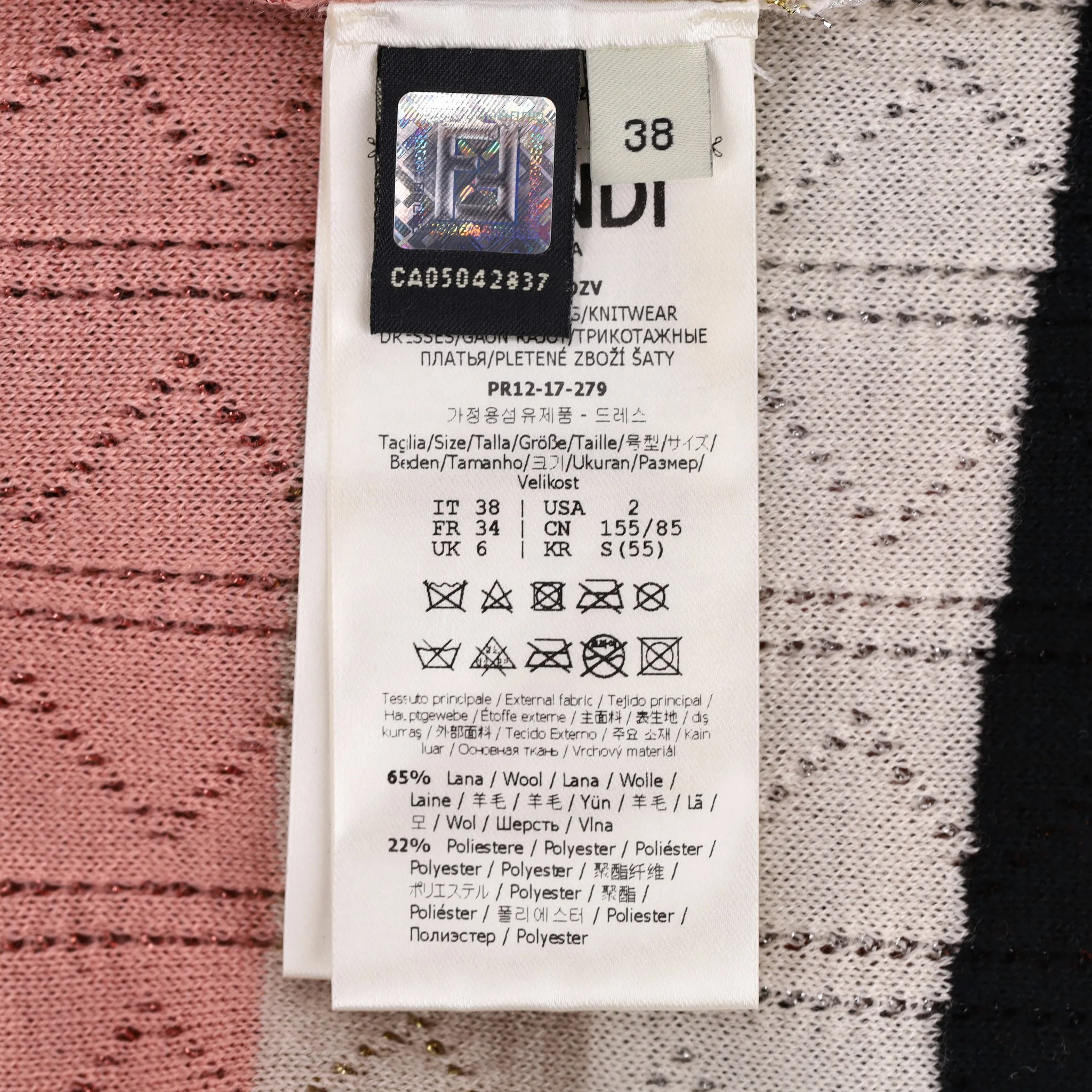 Fendi Metallic Knitted Dress With Mink Fur & Pearl Floral Adornment. Size 38IT - Image 7