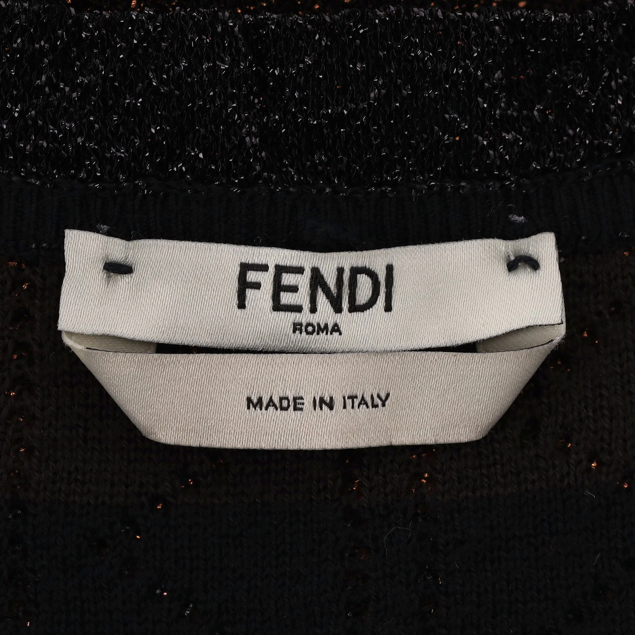 Fendi Metallic Knitted Dress With Mink Fur & Pearl Floral Adornment. Size 38IT - Image 9