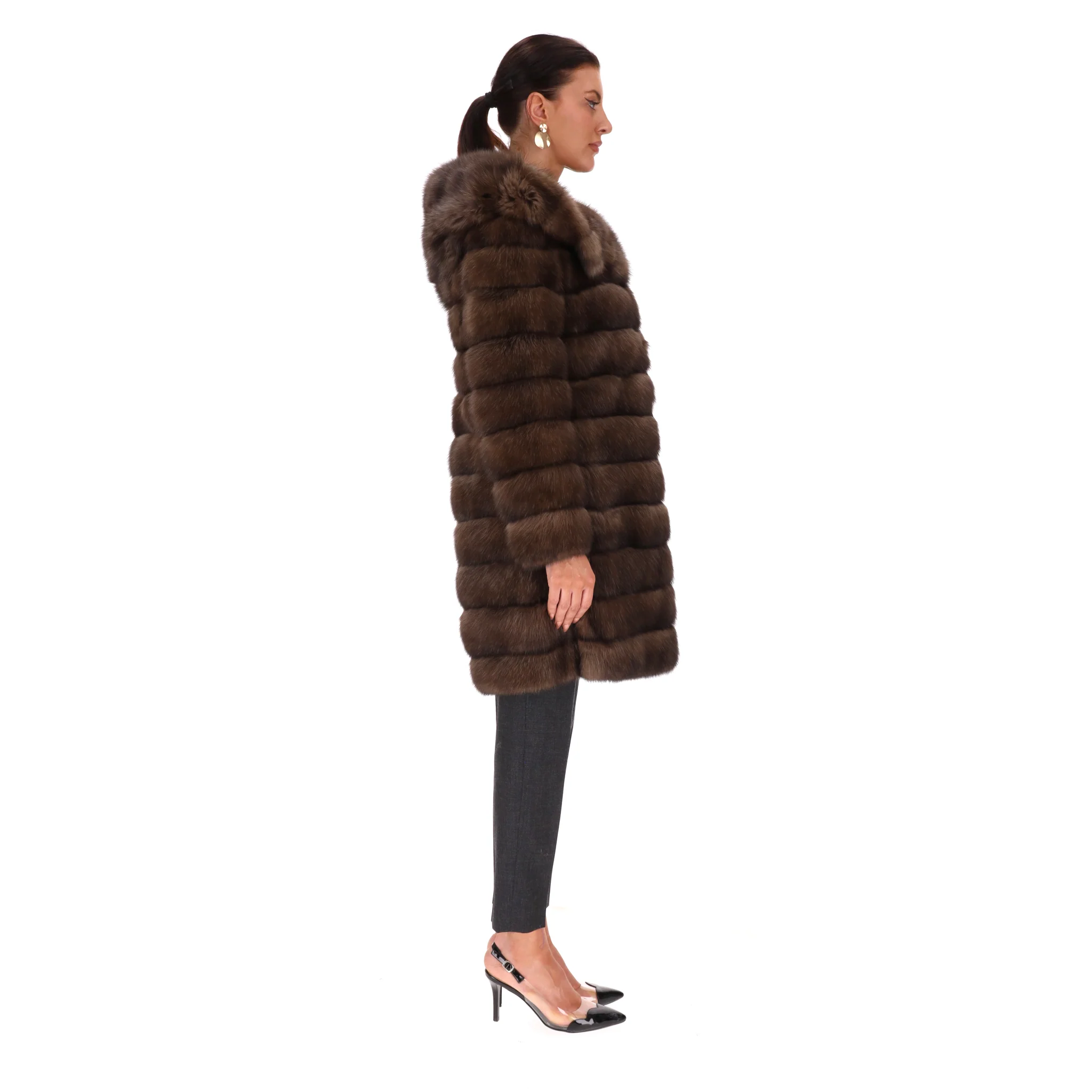 Fendi Mink Fur Hooded Coat. Size 42IT - Image 3