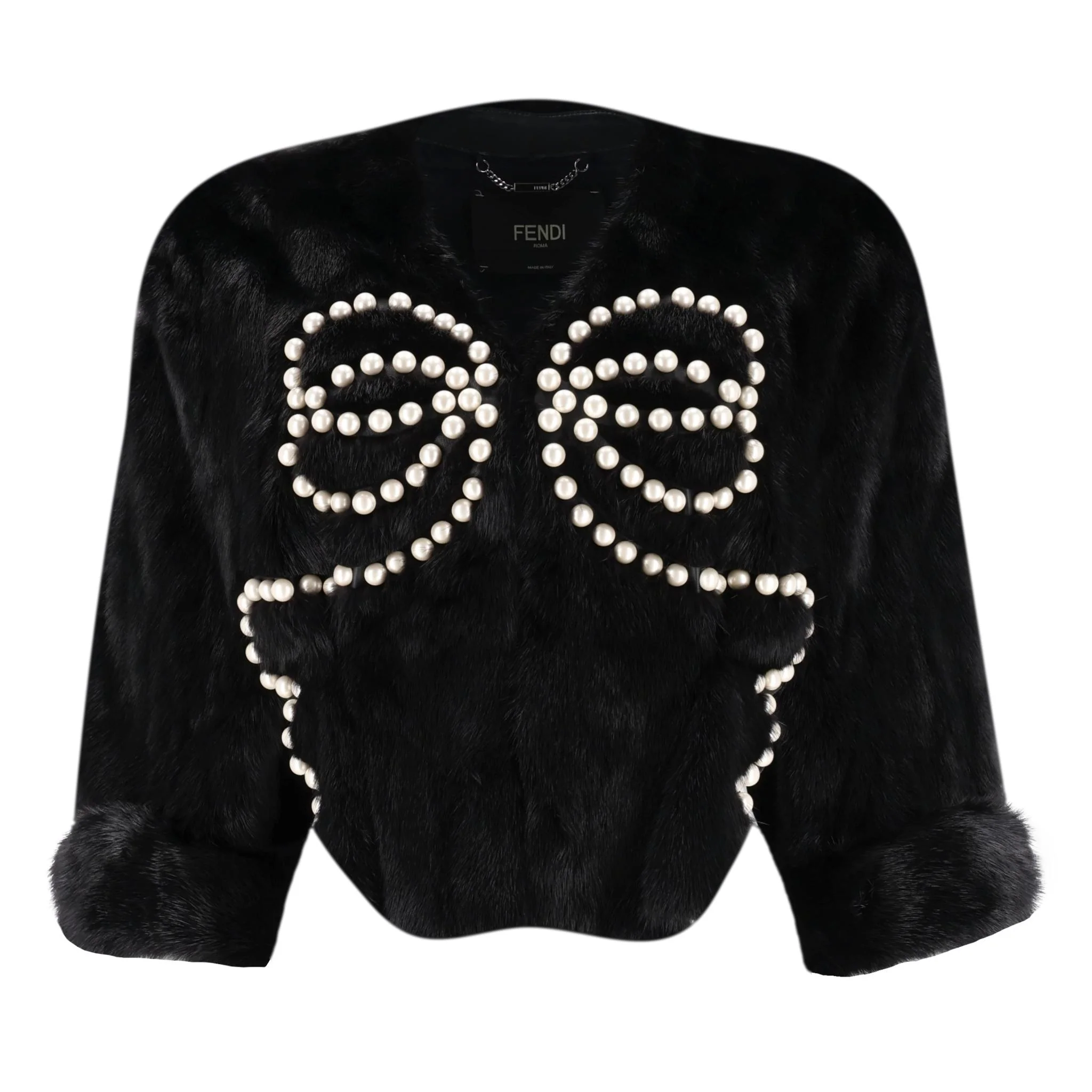 Fendi Pearl Embellished Mink Fur Jacket. Size 36IT - Image 10