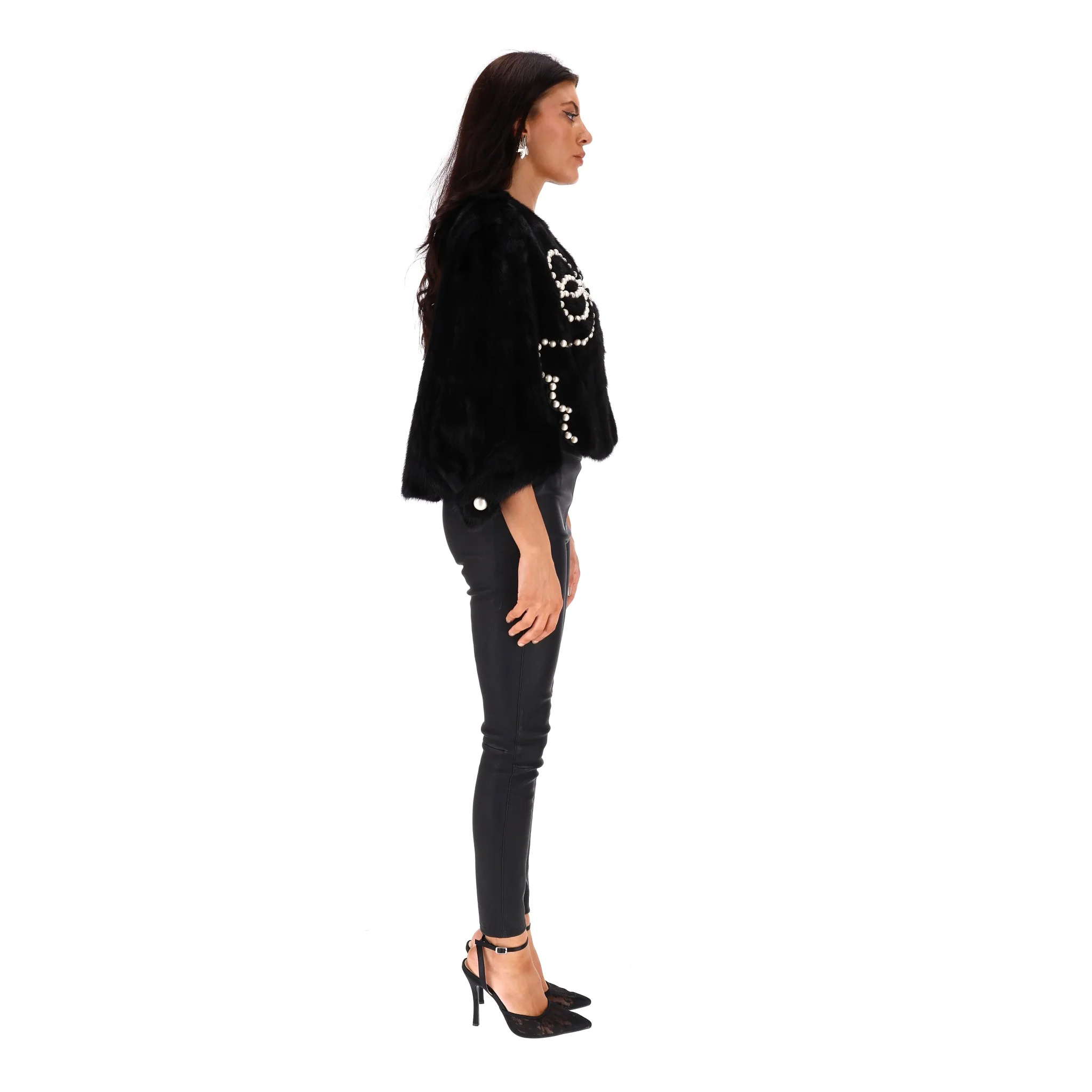 Fendi Pearl Embellished Mink Fur Jacket. Size 36IT - Image 3