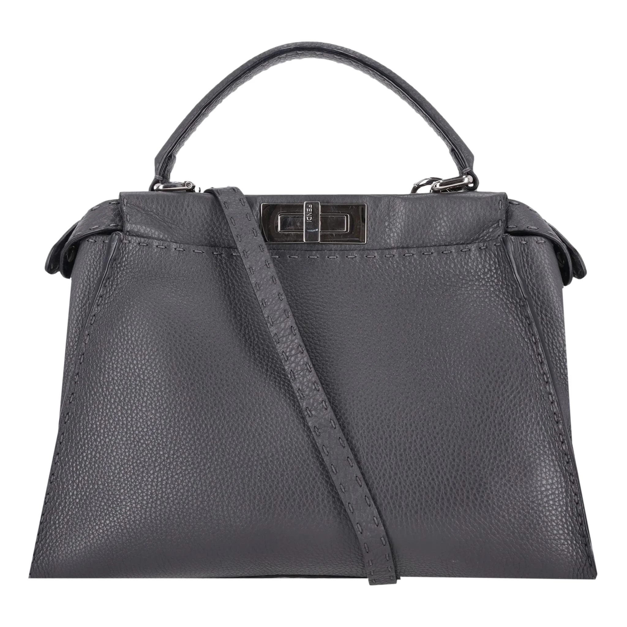 Fendi Peekaboo Medium Model Leather Tote Bag - Image 4