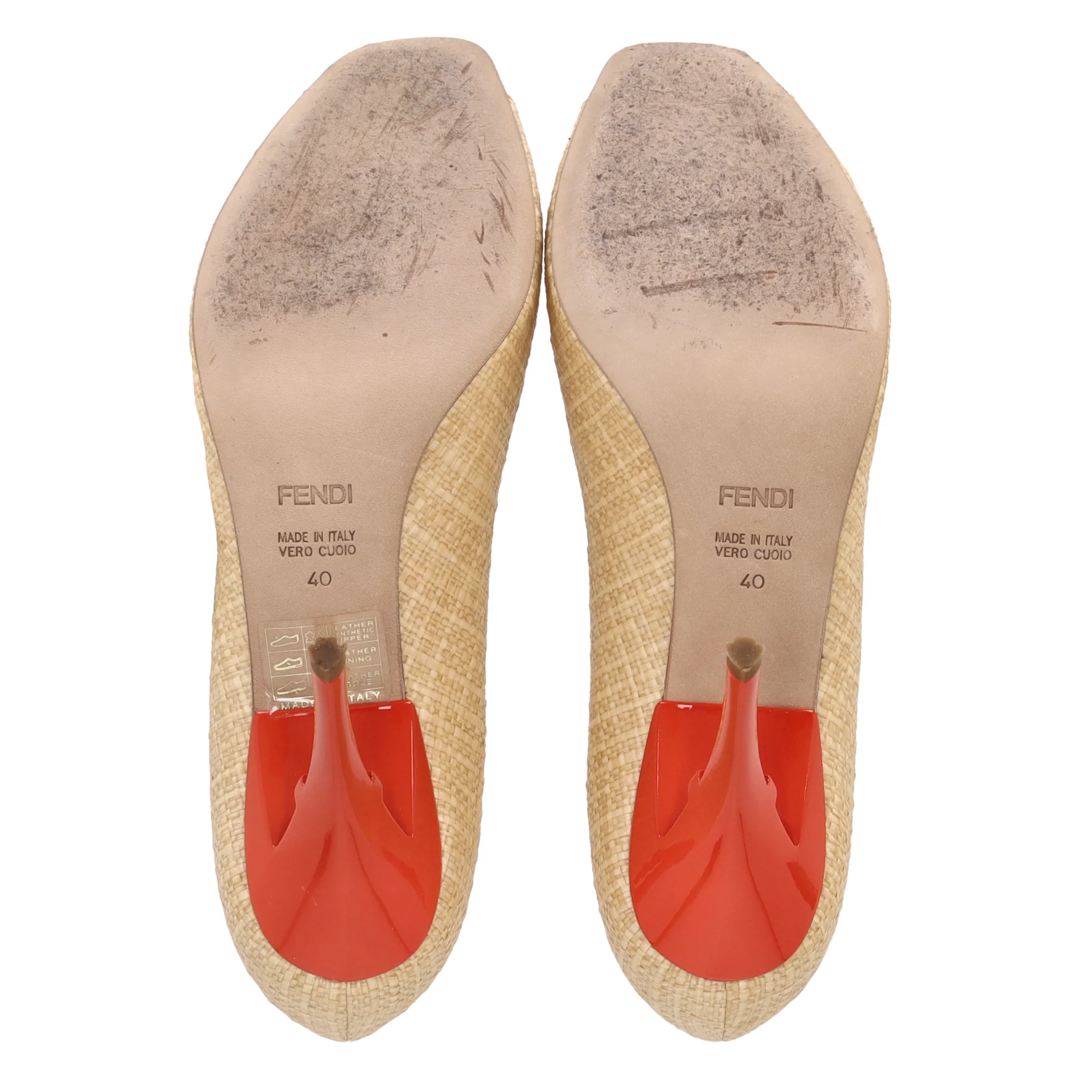 Fendi Raffia Peep-Toe Pumps With A Patent Leather Bow. Size 40 - Image 6