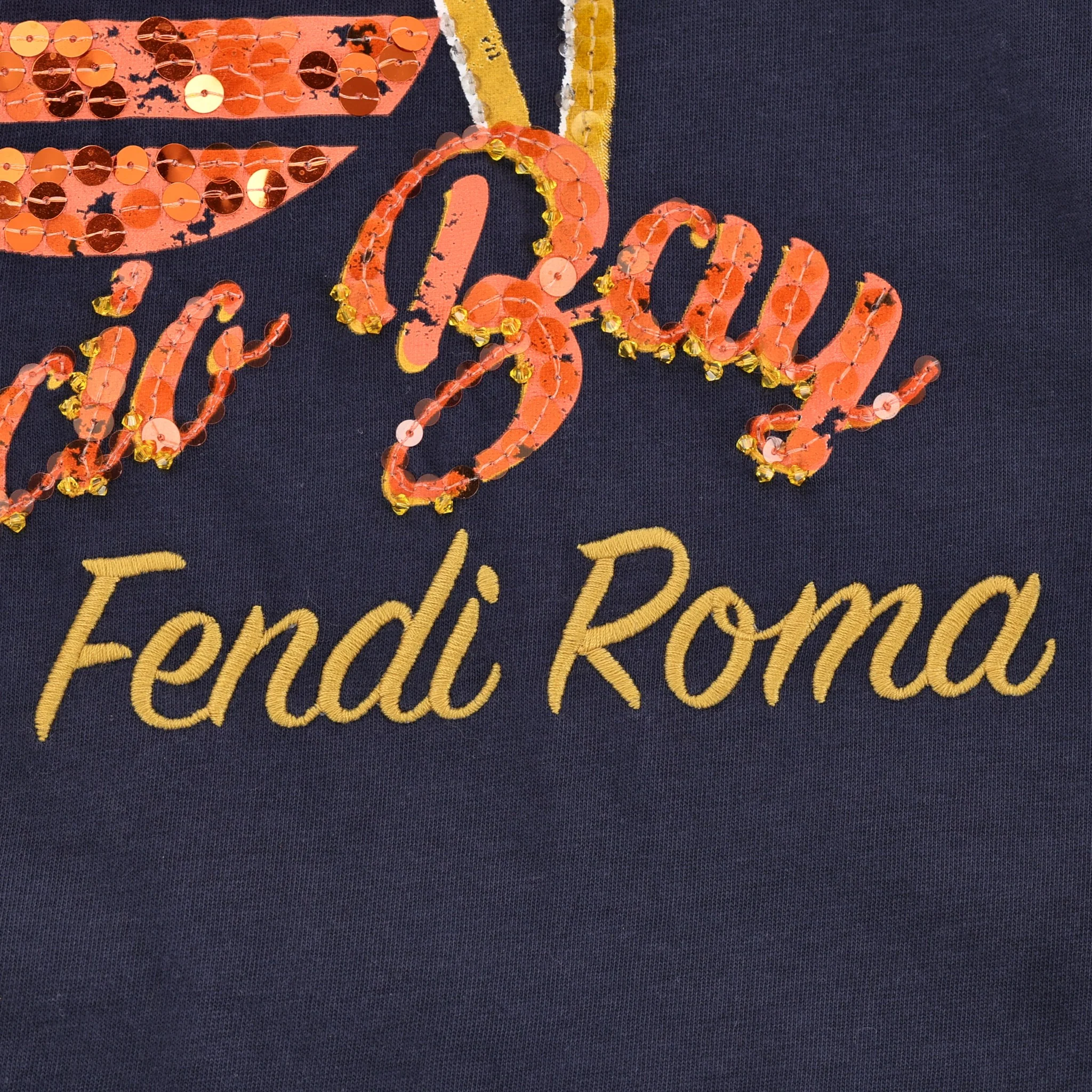 Fendi Sequin Patch Cotton Logo Top. Size S - Image 5