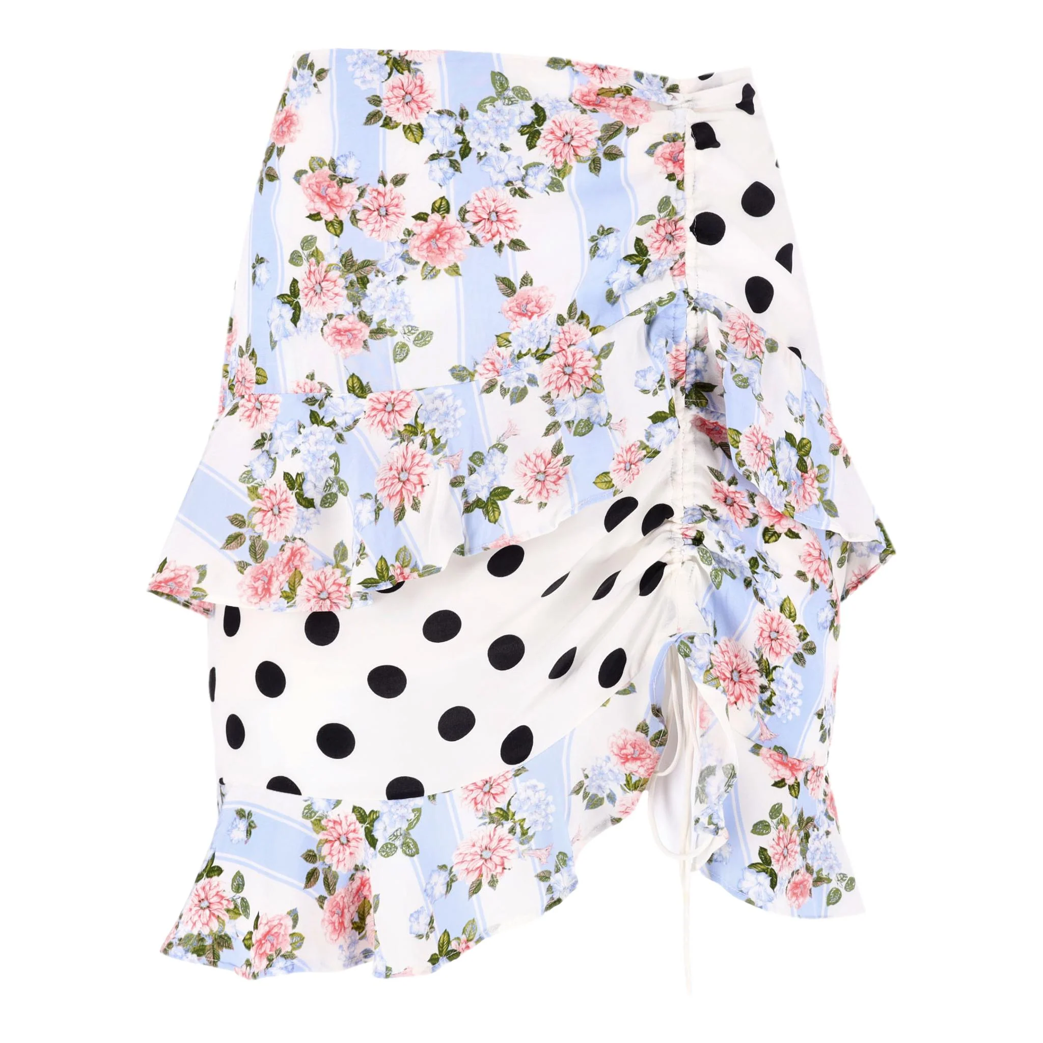 For Love & Lemons Multi-Print Ruffle Detail Cropped Top & Skirt Two-Piece Set. Size S/M - Image 6
