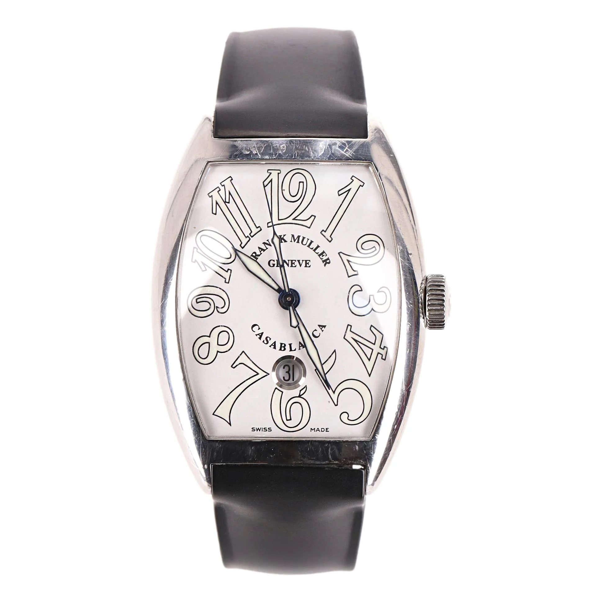 Franck Muller Stainless Steel Casablanca Watch With Rubber Strap