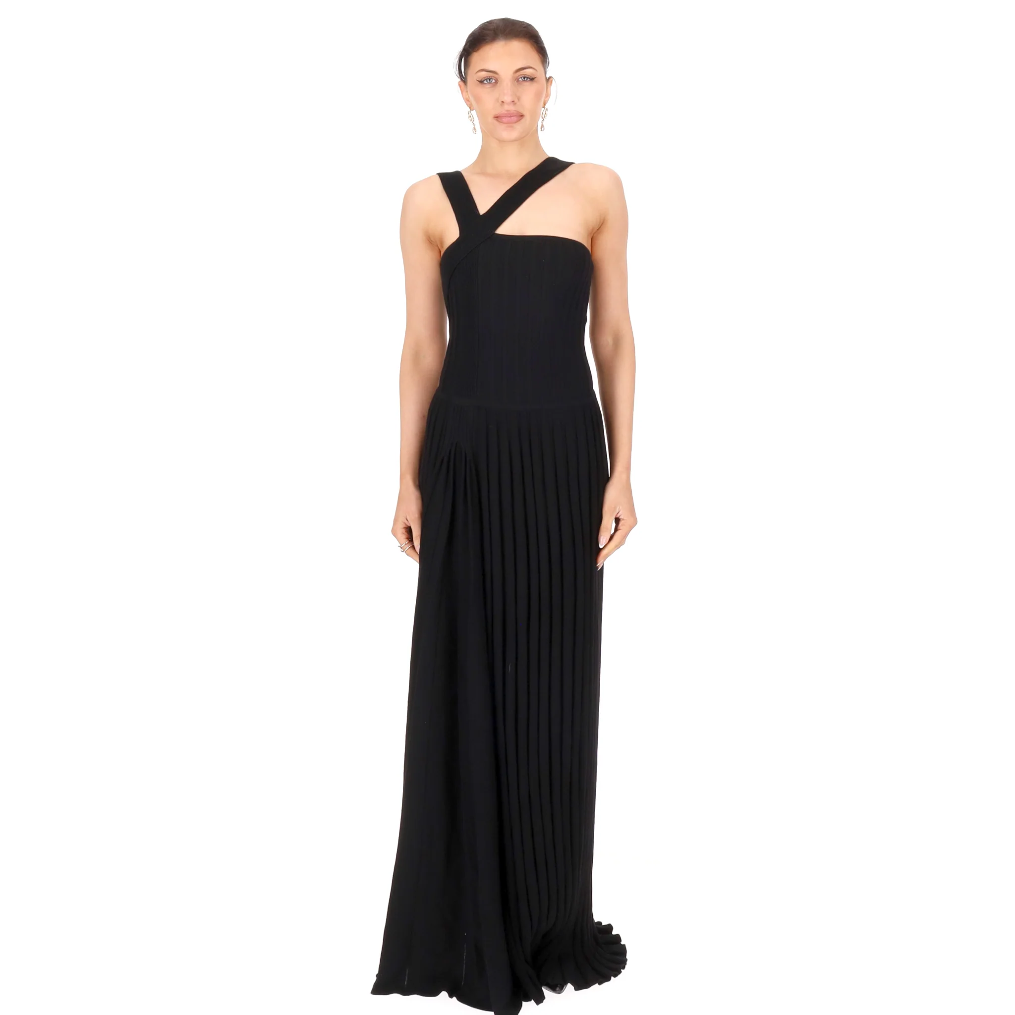 Gabriela Hearst Virgin Wool Pleated Maxi Dress. Size L - Image 2