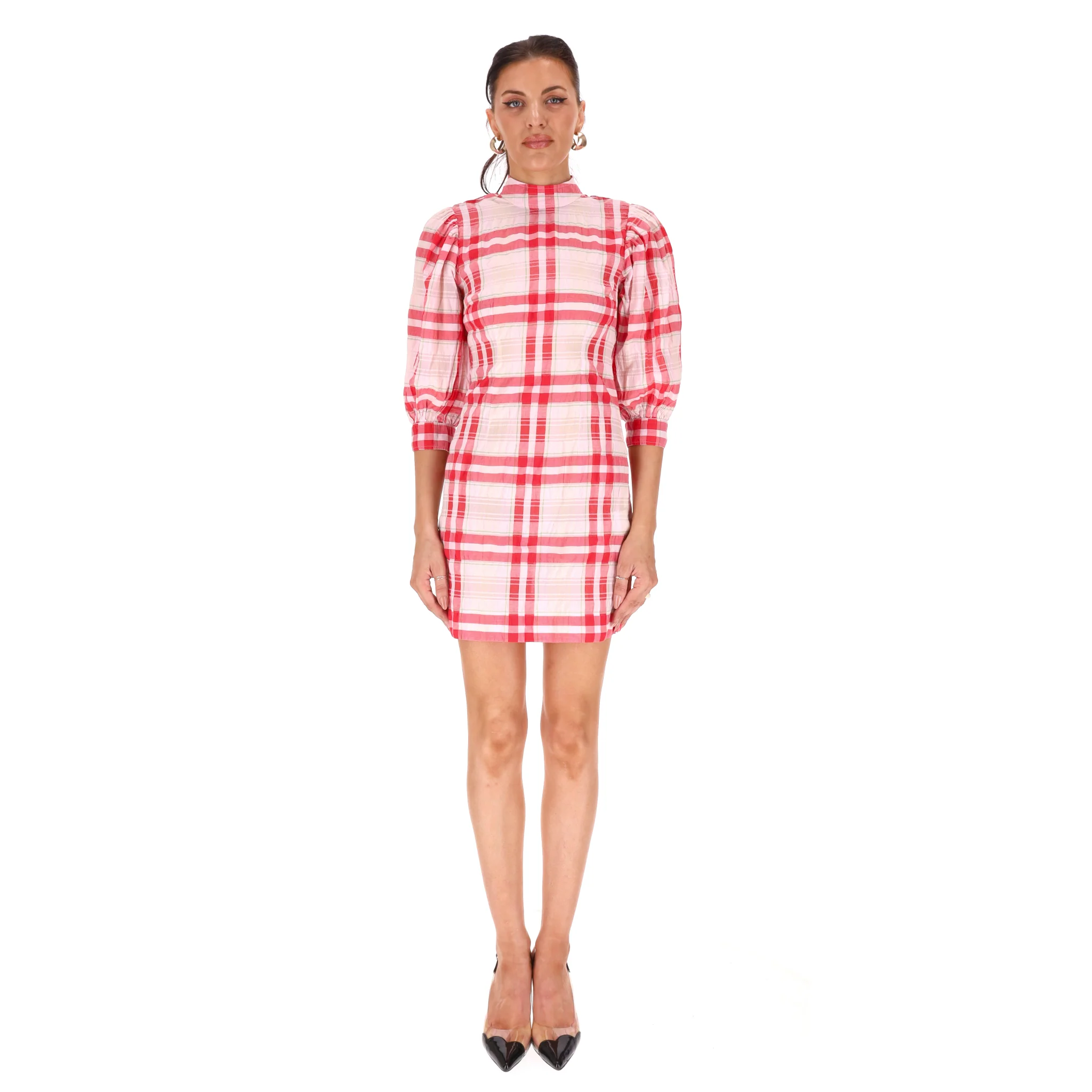 Ganni Checked Cotton Blend Dress. Size 34FR - Image 2