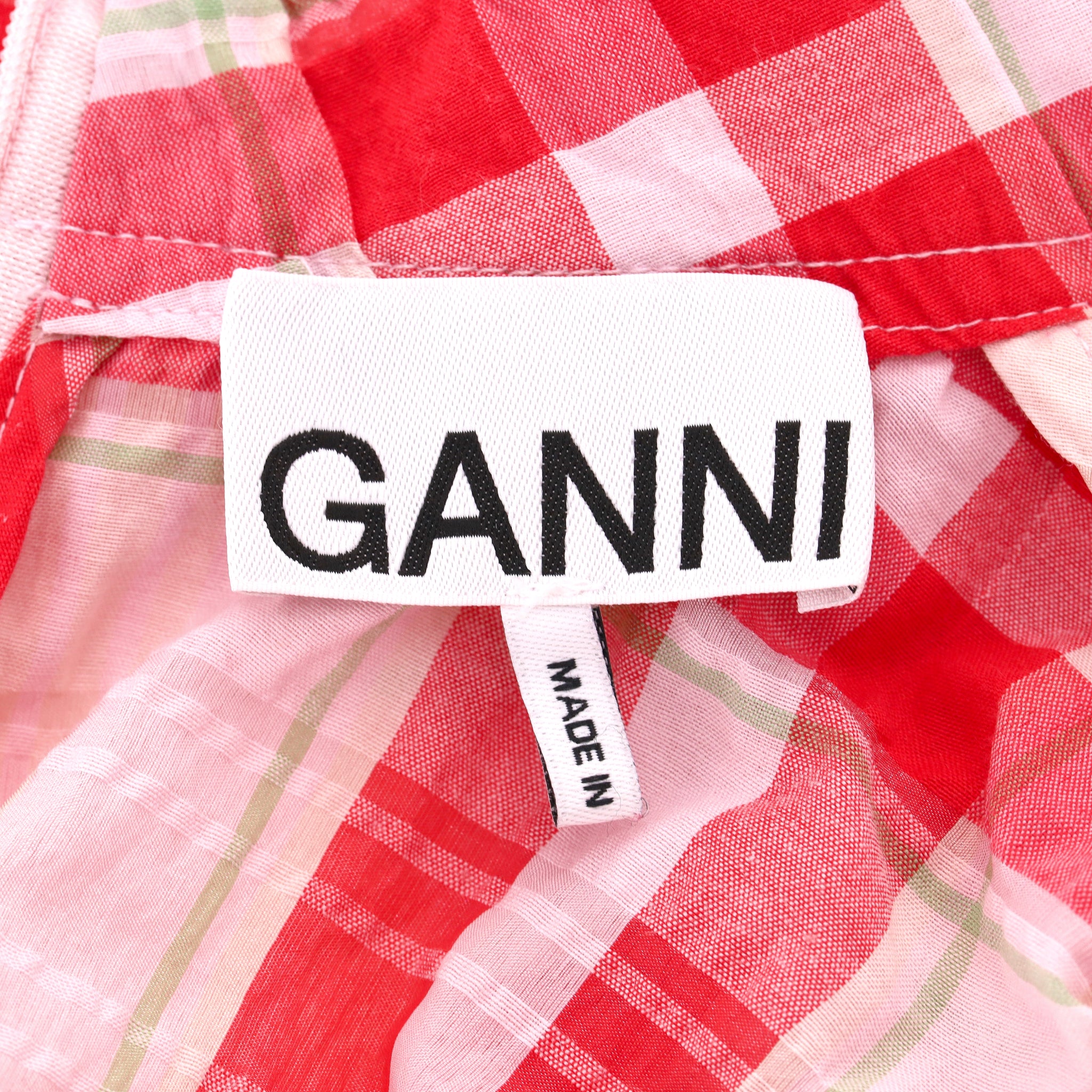 Ganni Checked Cotton Blend Dress. Size 34FR - Image 6