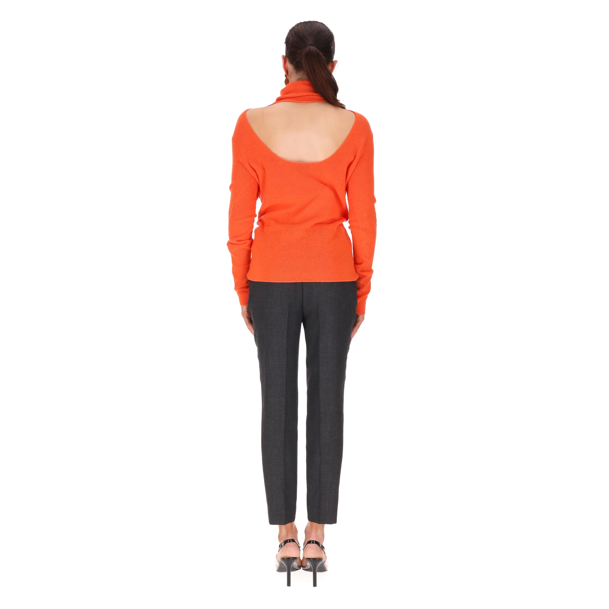 Ganni Rollneck Merino Wool Jumper With A Cut-Out To Rear. Size L - Image 2