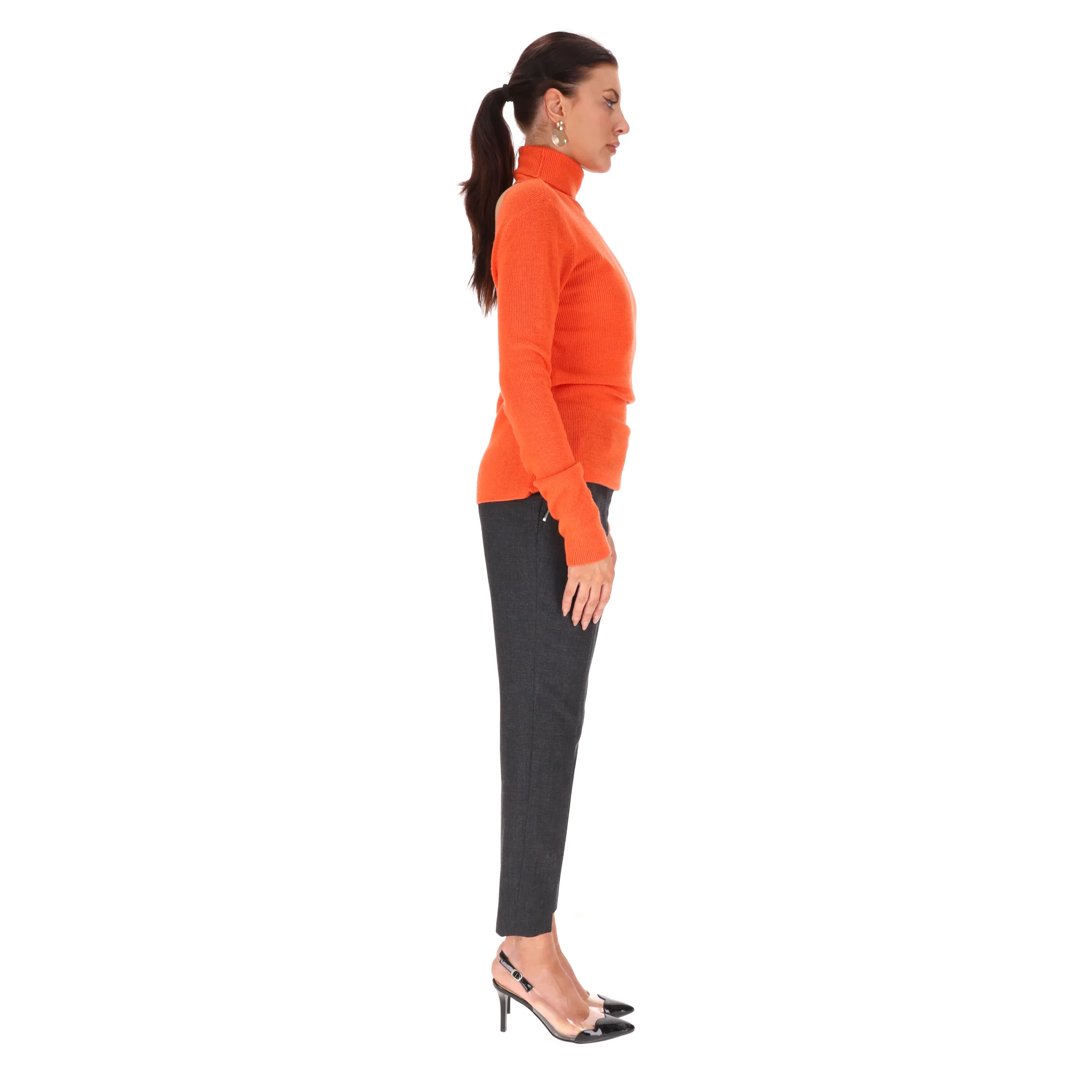 Ganni Rollneck Merino Wool Jumper With A Cut-Out To Rear. Size L - Image 4