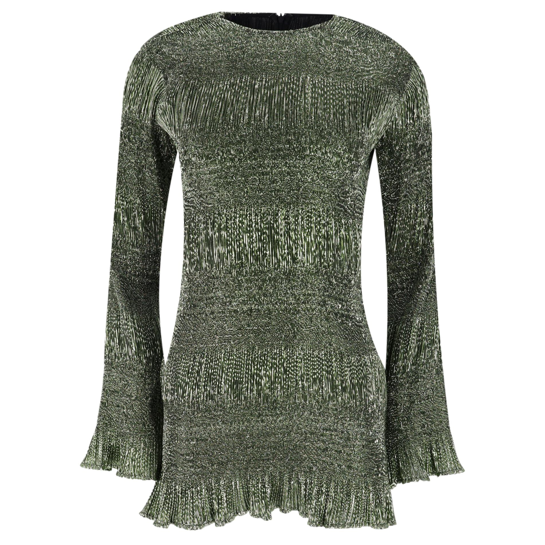 Georgia Alice Ruffle-Trim Metallic Mini Dress. Size 8UK