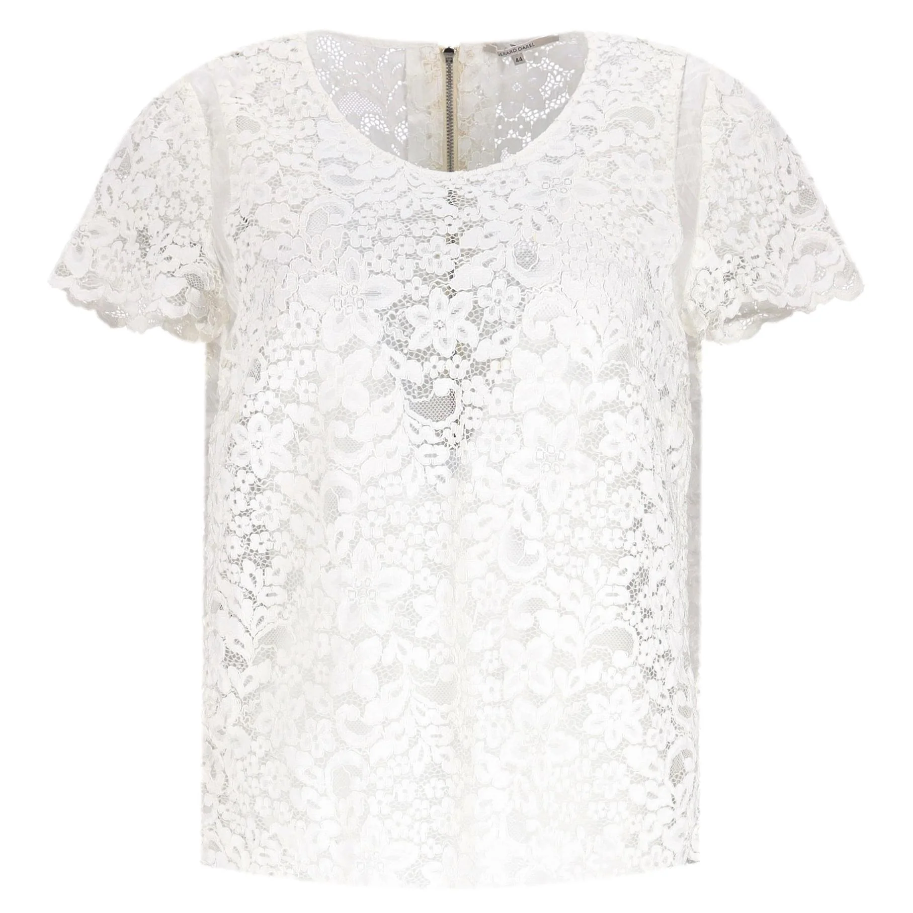 Gerard Darel Embroidered Floral Lace Cotton Top. Size 44FR