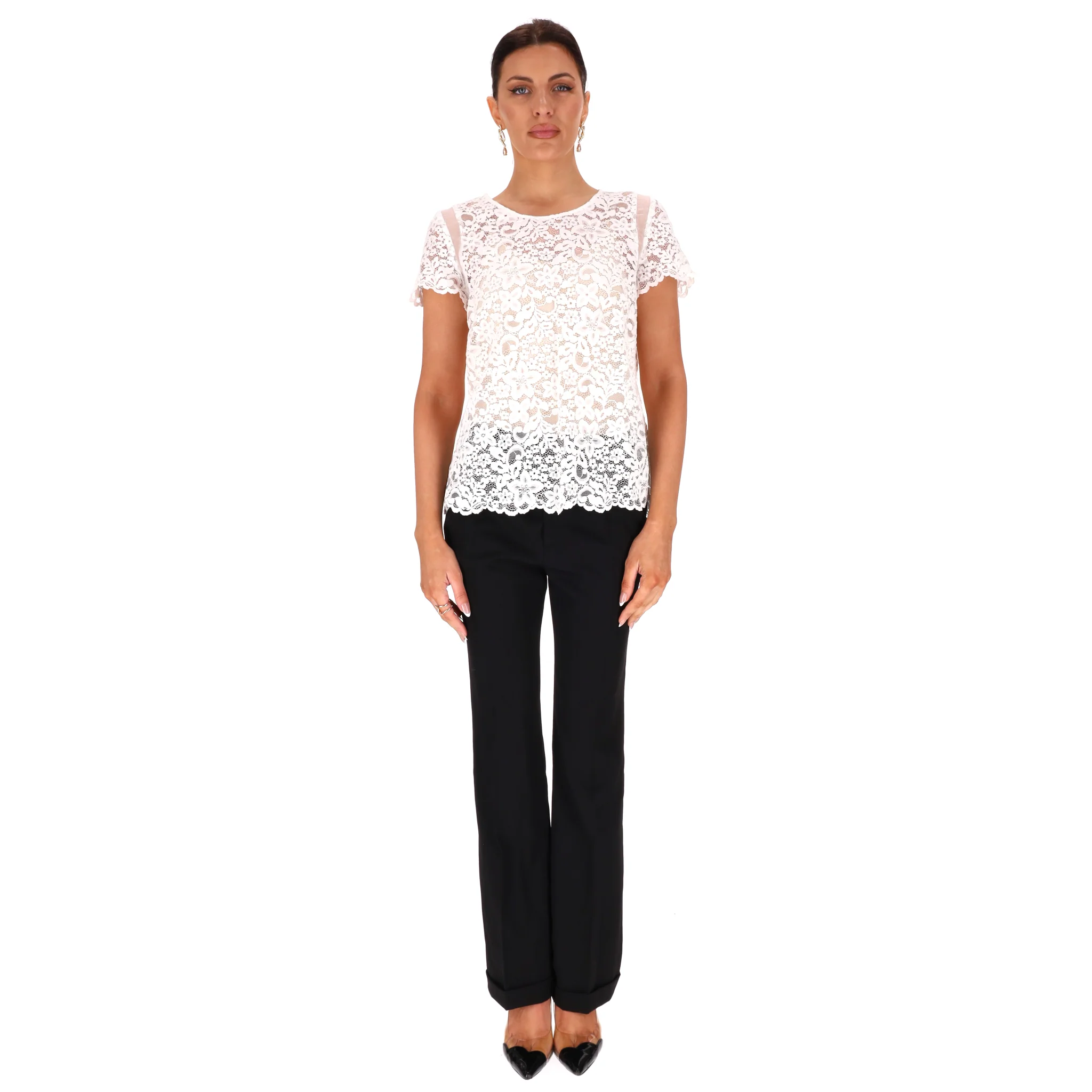 Gerard Darel Embroidered Floral Lace Cotton Top. Size 44FR - Image 2