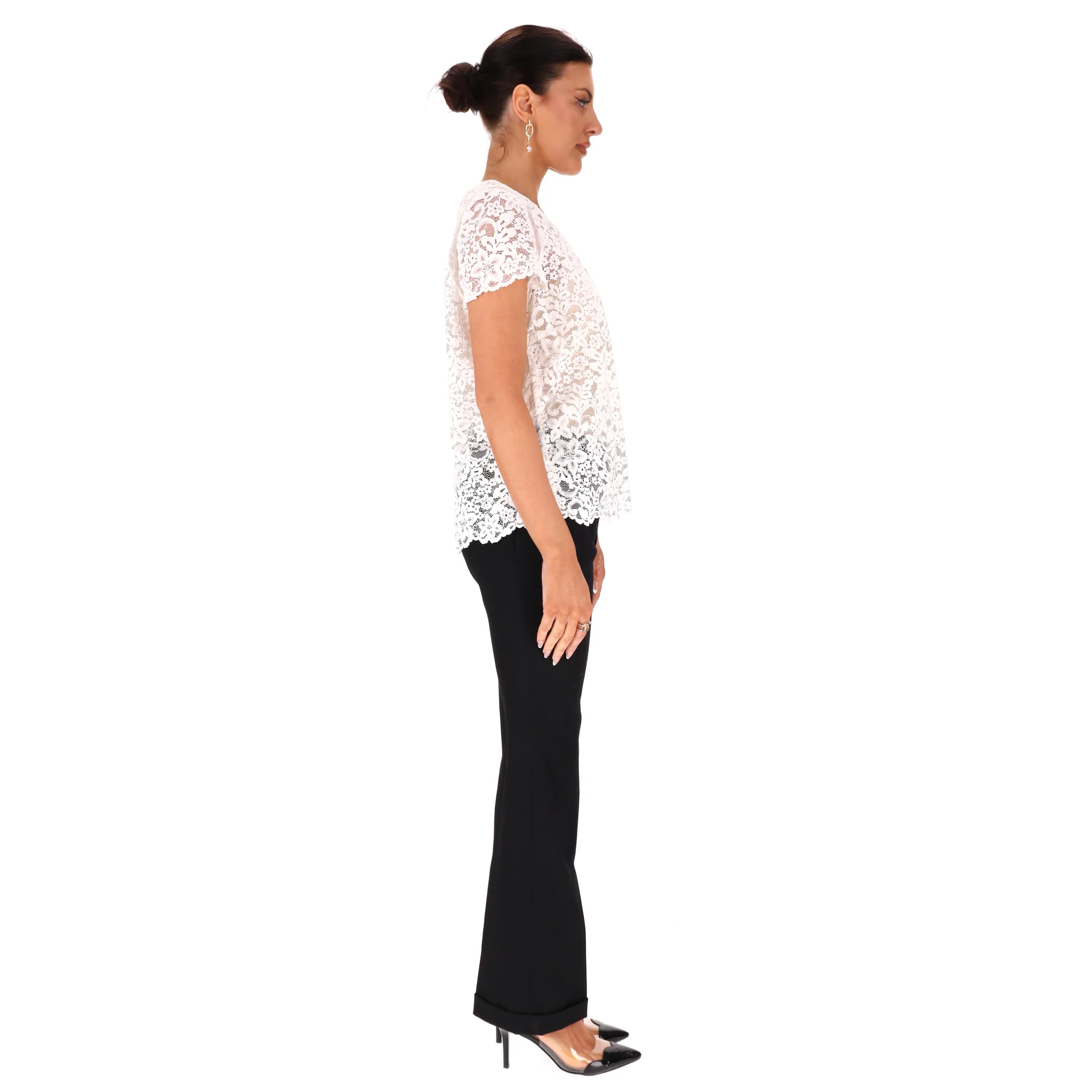 Gerard Darel Embroidered Floral Lace Cotton Top. Size 44FR - Image 3