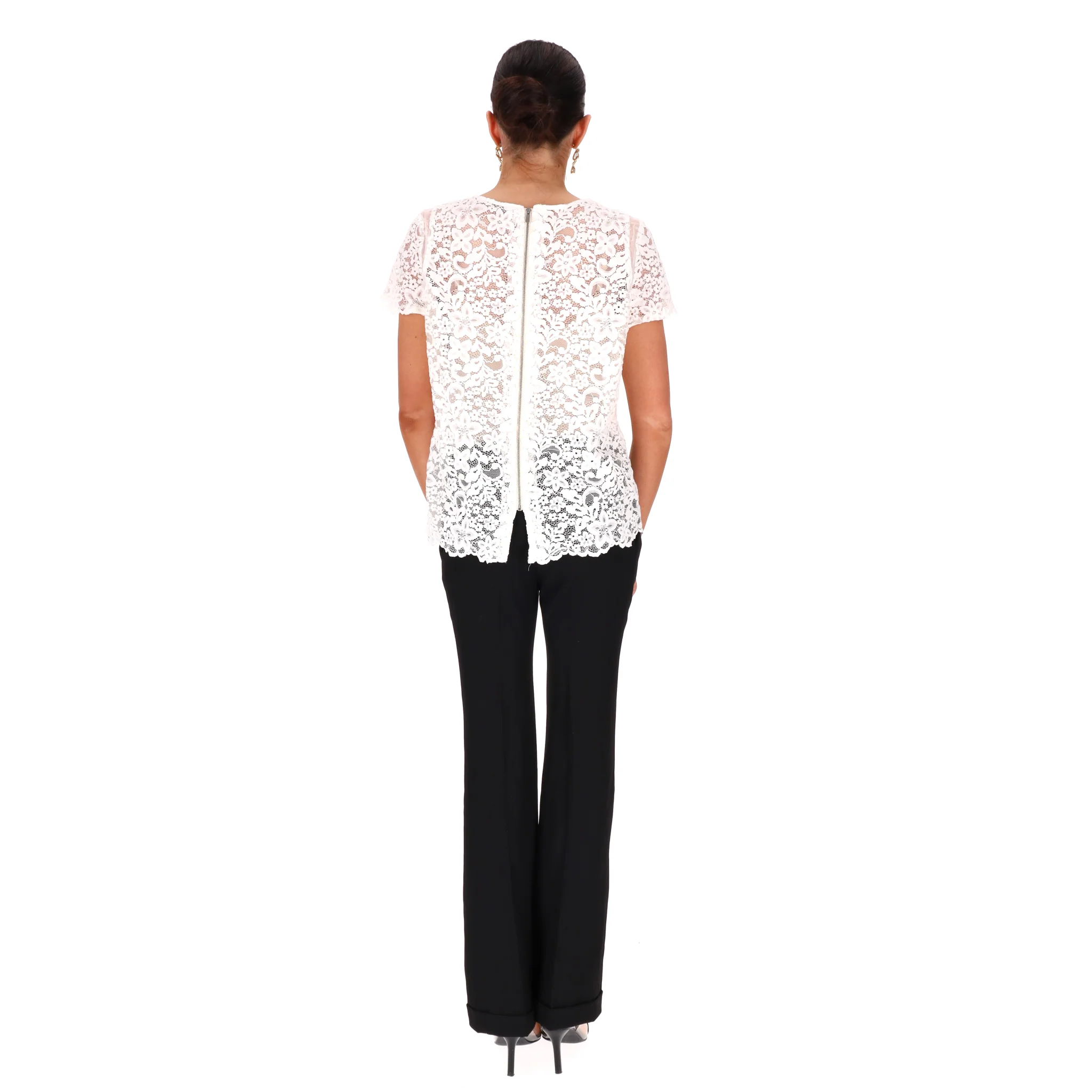 Gerard Darel Embroidered Floral Lace Cotton Top. Size 44FR - Image 4