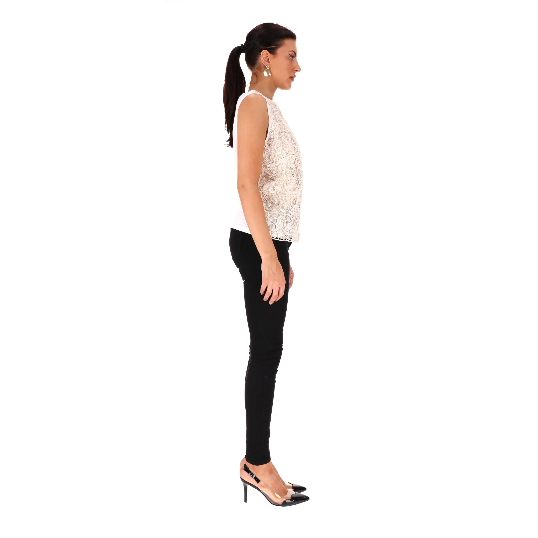 Giambattista Valli Floral Lace-Embellished Cotton Top. Size M - Image 3