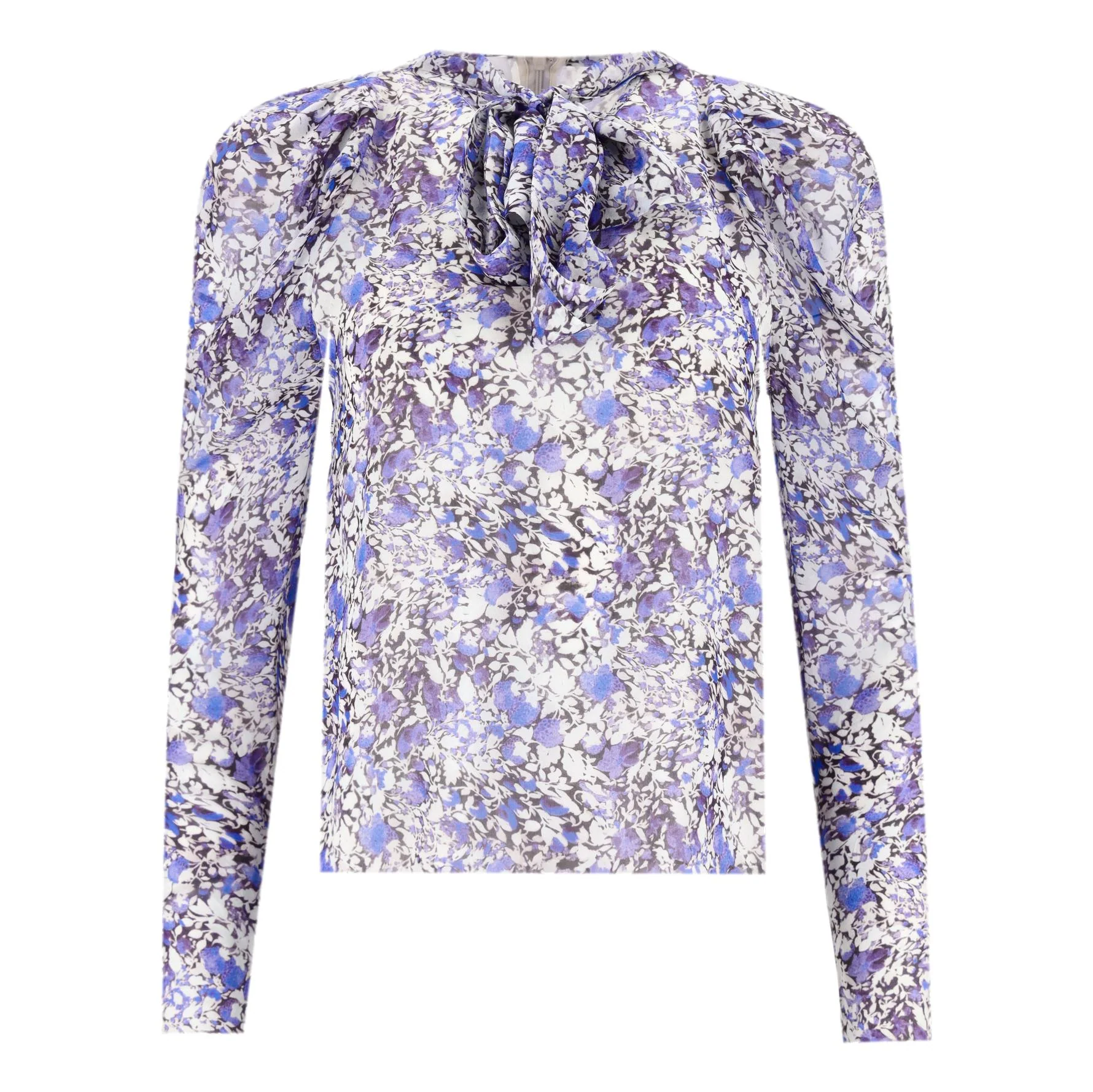 Giambattista Valli Silk Tie-Neck Floral Top. Size 38IT