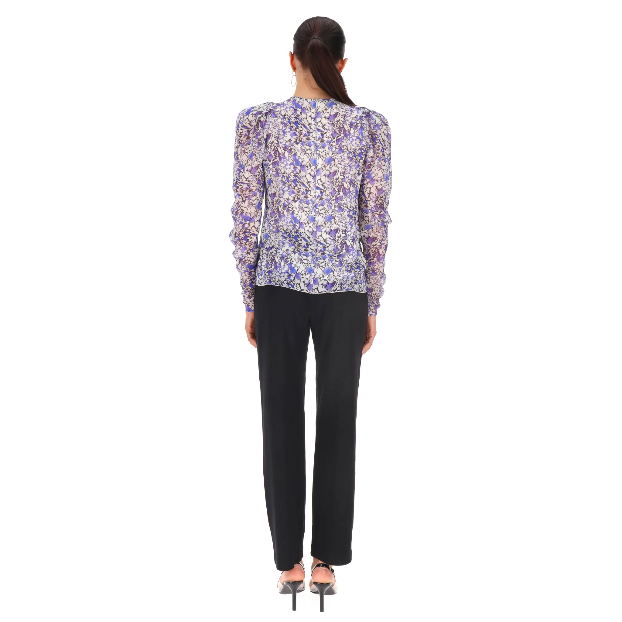 Giambattista Valli Silk Tie-Neck Floral Top. Size 38IT - Image 4