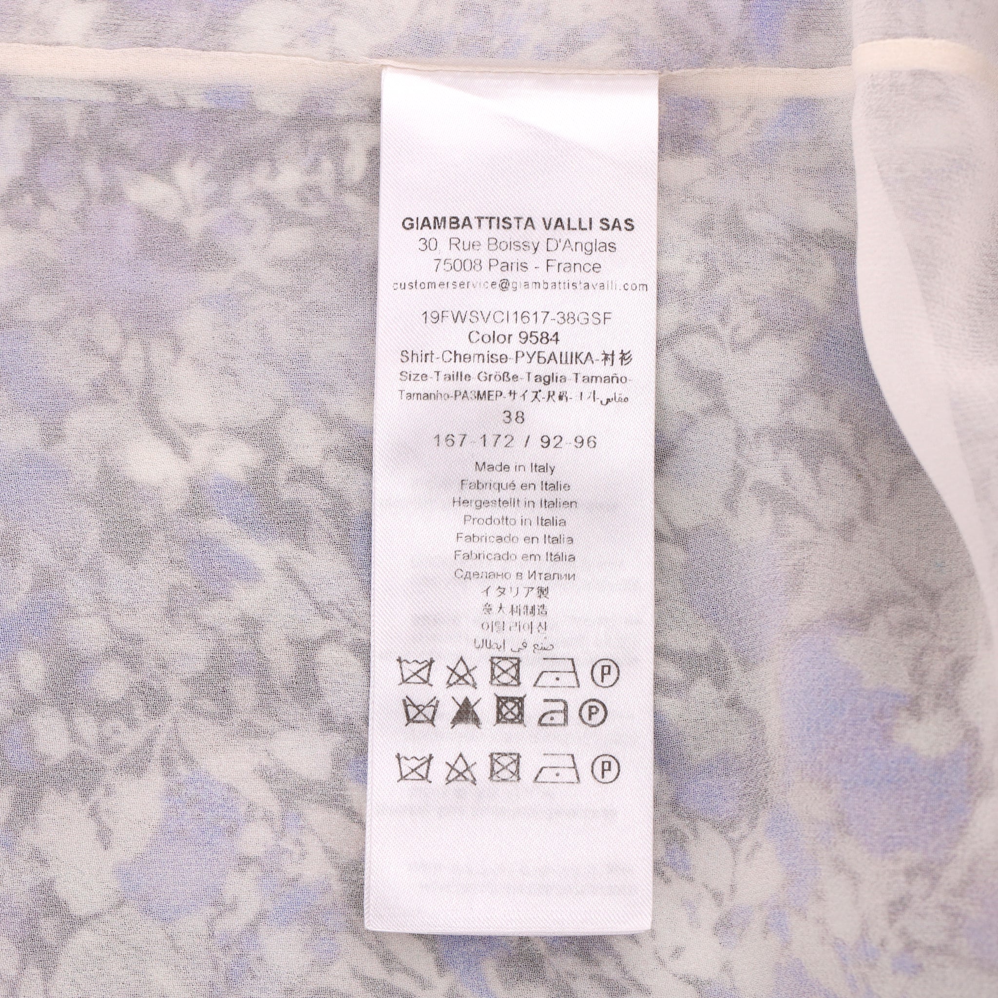 Giambattista Valli Silk Tie-Neck Floral Top. Size 38IT - Image 9