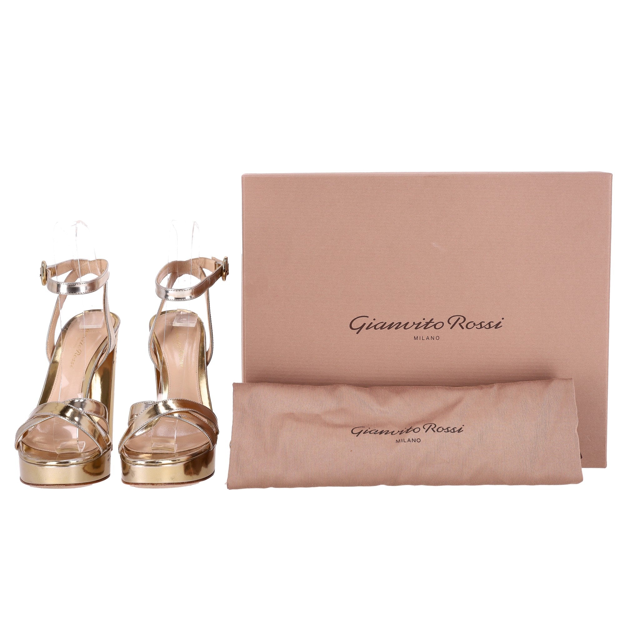 Gianvito Rossi Metalic Patent Leather Platform Sandals. Size 36 - Image 2